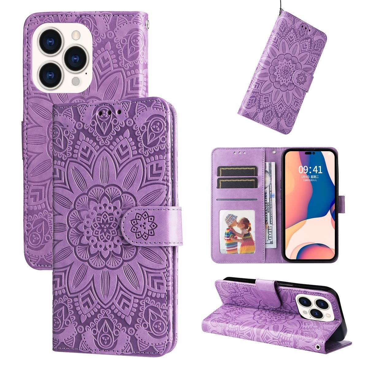 König Design Handyhülle Apple iPhone 14 Pro, Schutzhülle Schutztasche Case Cover Etuis Wallet Klapptasche Bookstyle