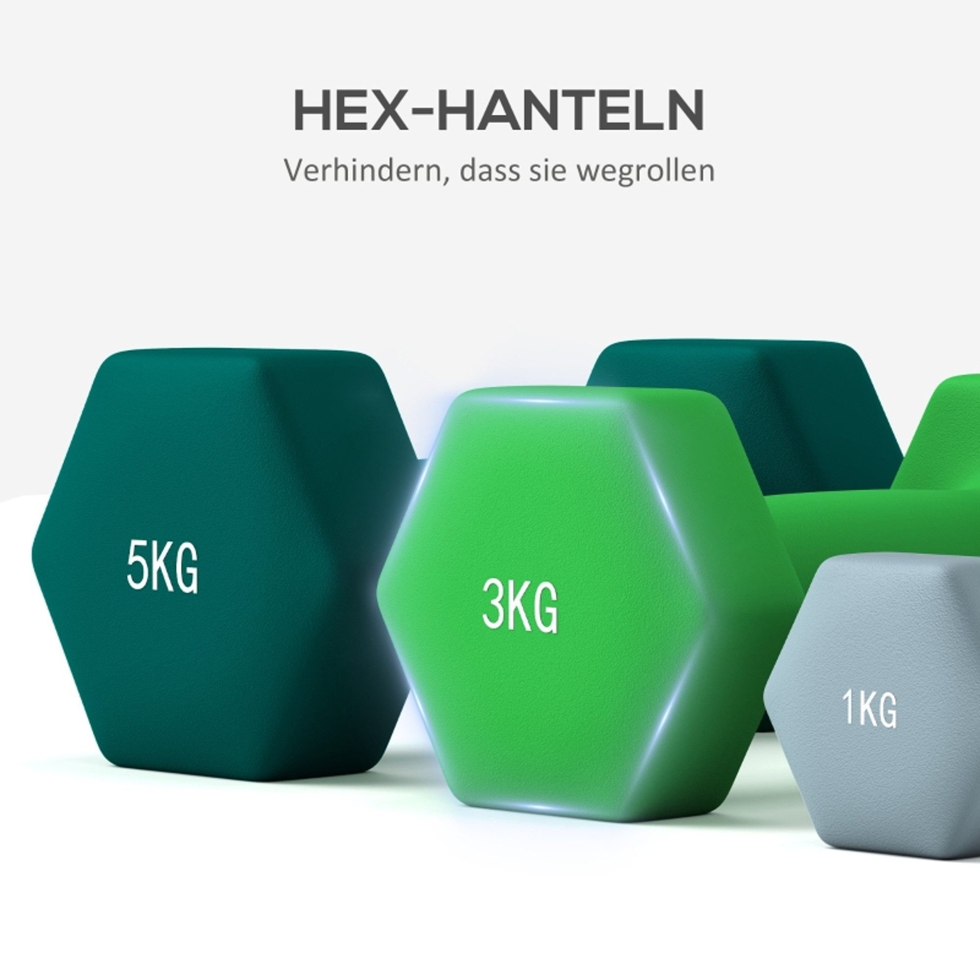 MC Star Hantel-Set mit Aufbewahrungsgestell, Set mit 6 Hanteln für Fitness-Training, 2 x 1kg, 2 x 3kg, 2 x 5kg
