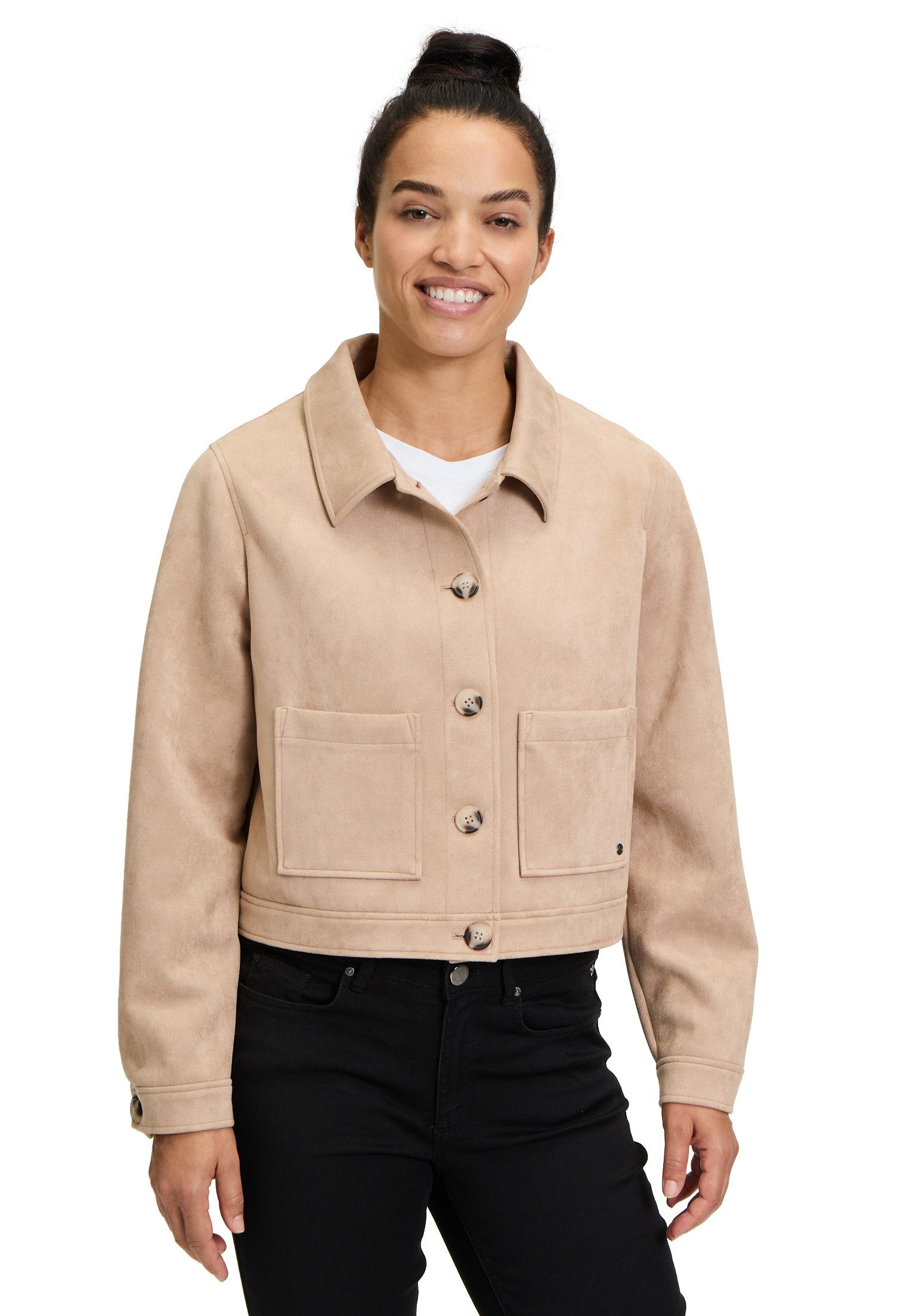 Jackenblazer Betty & Co Kunstleder-Jacke mit aufgesetzten Taschen
