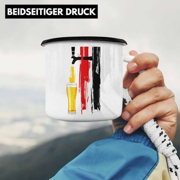 Trendation Thermotasse Trendation - Bier Geschenke für Männer Emaille Tasse mit Deutschlandflagge und Bier Grafik