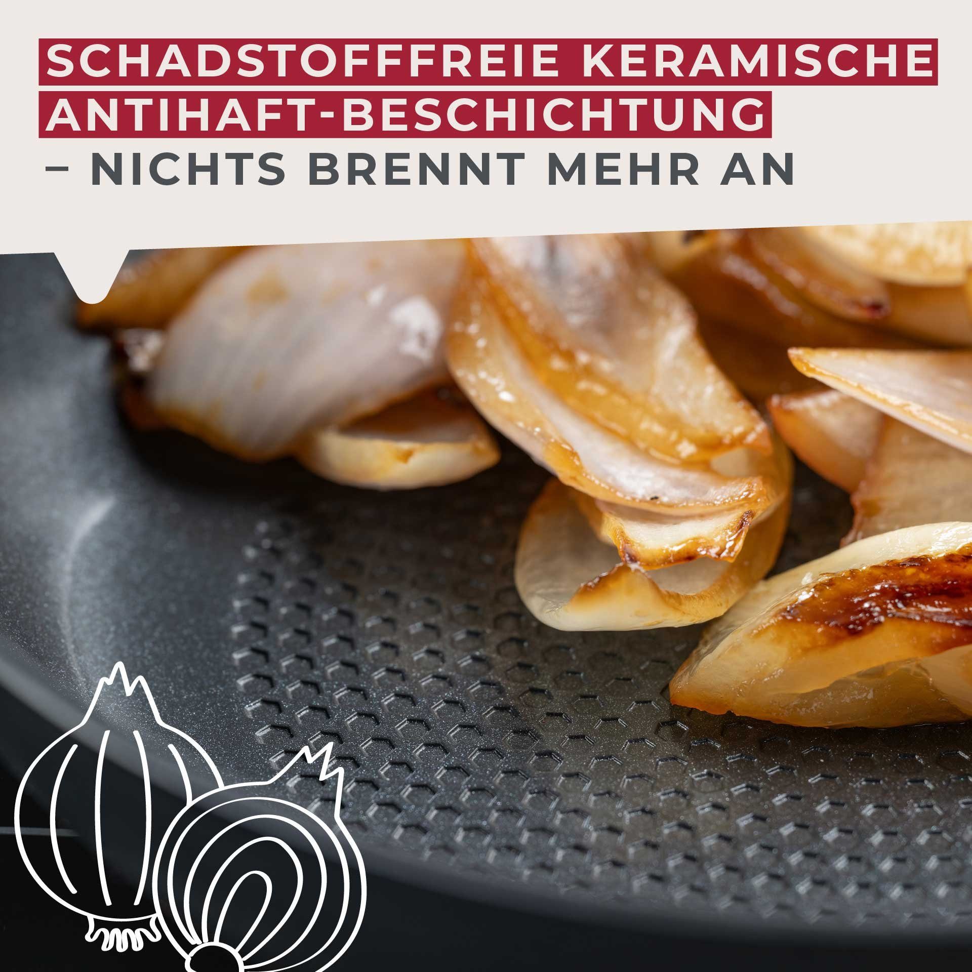 FACKELMANN Bratpfanne 20cm Statement – Keramik-Antihaft, Aluminium, Wabenboden, Induktion