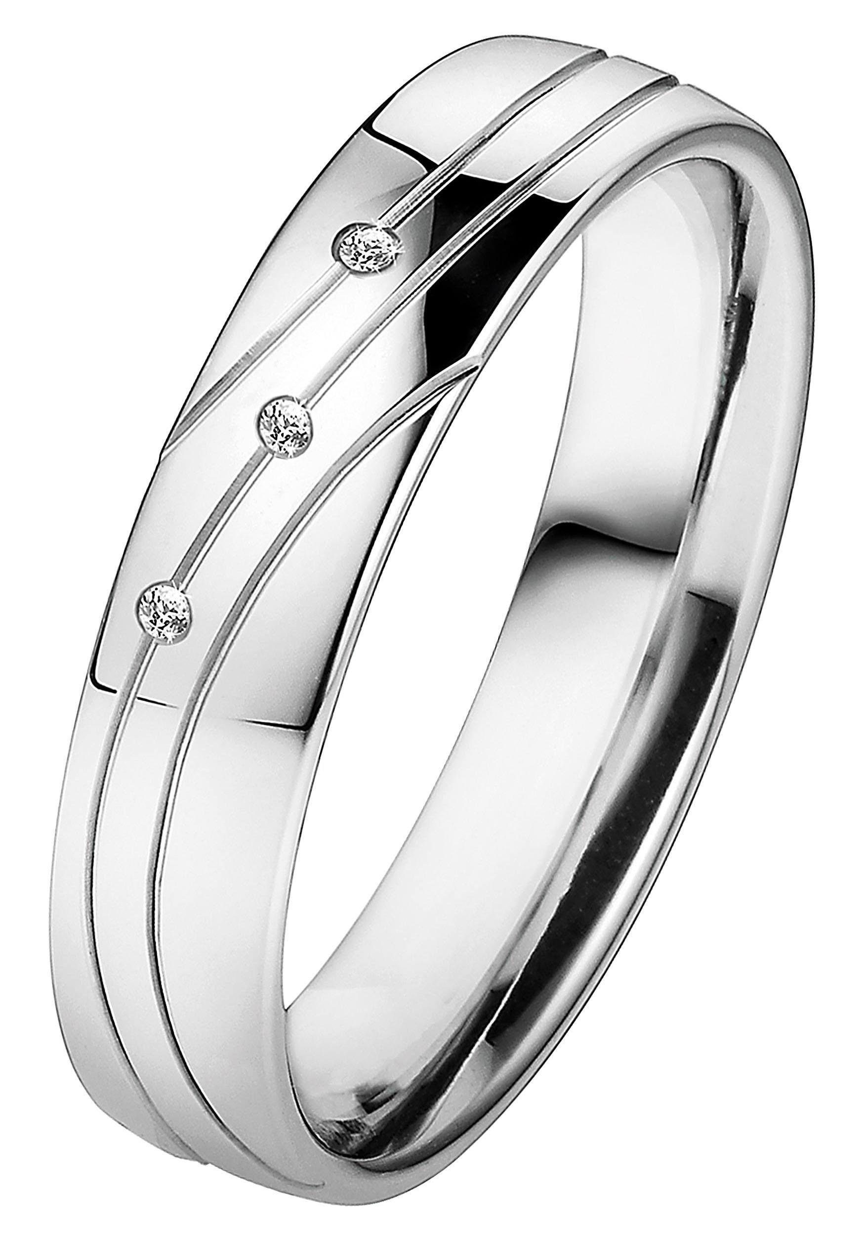 DOOSTI Trauring Made in Geschenk ohne LIEBE, Brillanten mit o. Schmuck Partnerring Ehering 925 Germany, Silber Trauring