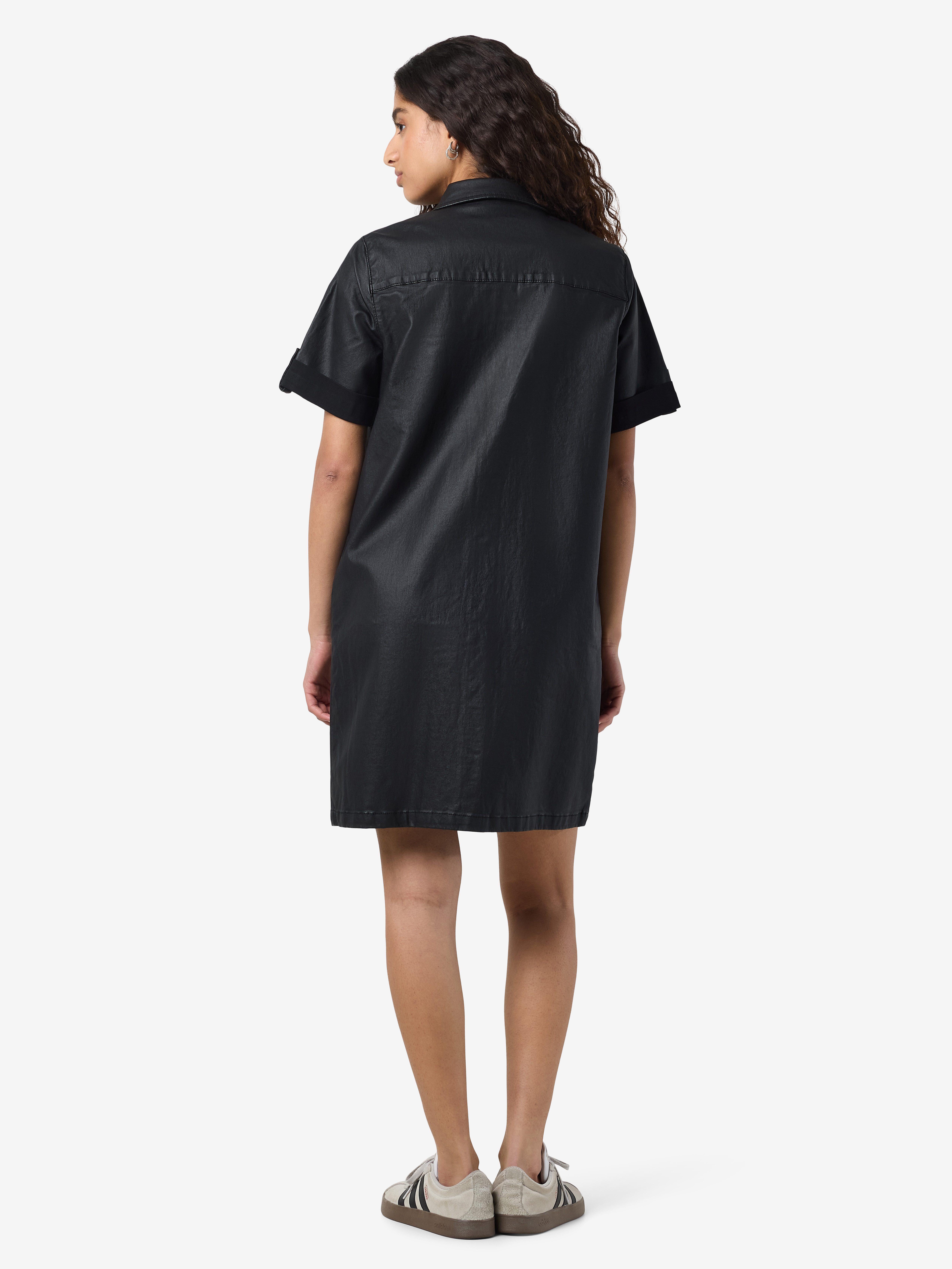 Noisy may Jeanskleid NMNEW SIGNE S/S COATED DENIM DRESS NOOS im Leder-Look