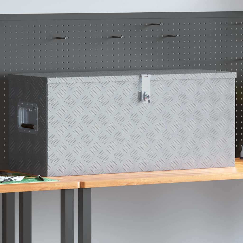 vidaXL Werkzeugbox Aluminiumkiste 90,5×35×40 cm Silbern (1 St)