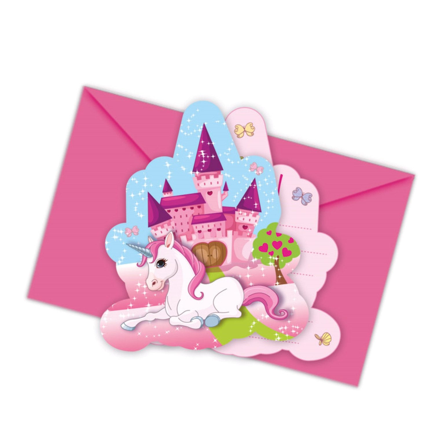 Procos Hängedekoration Einladung Einhorn 6Stk.