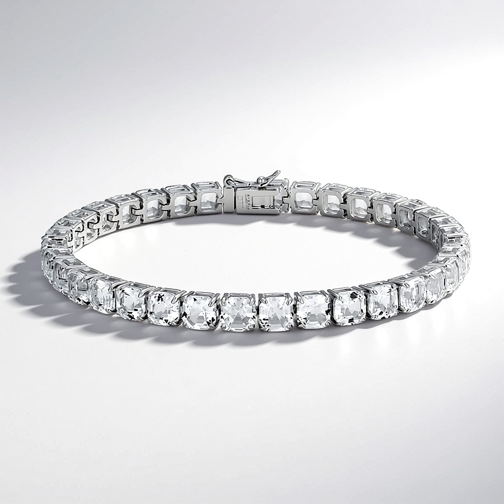 Cavill Silberarmband Cavill Silberarmband Damen 35 weiße Topas, 18,55 ct, Asscher 19 cm (1-tlg)
