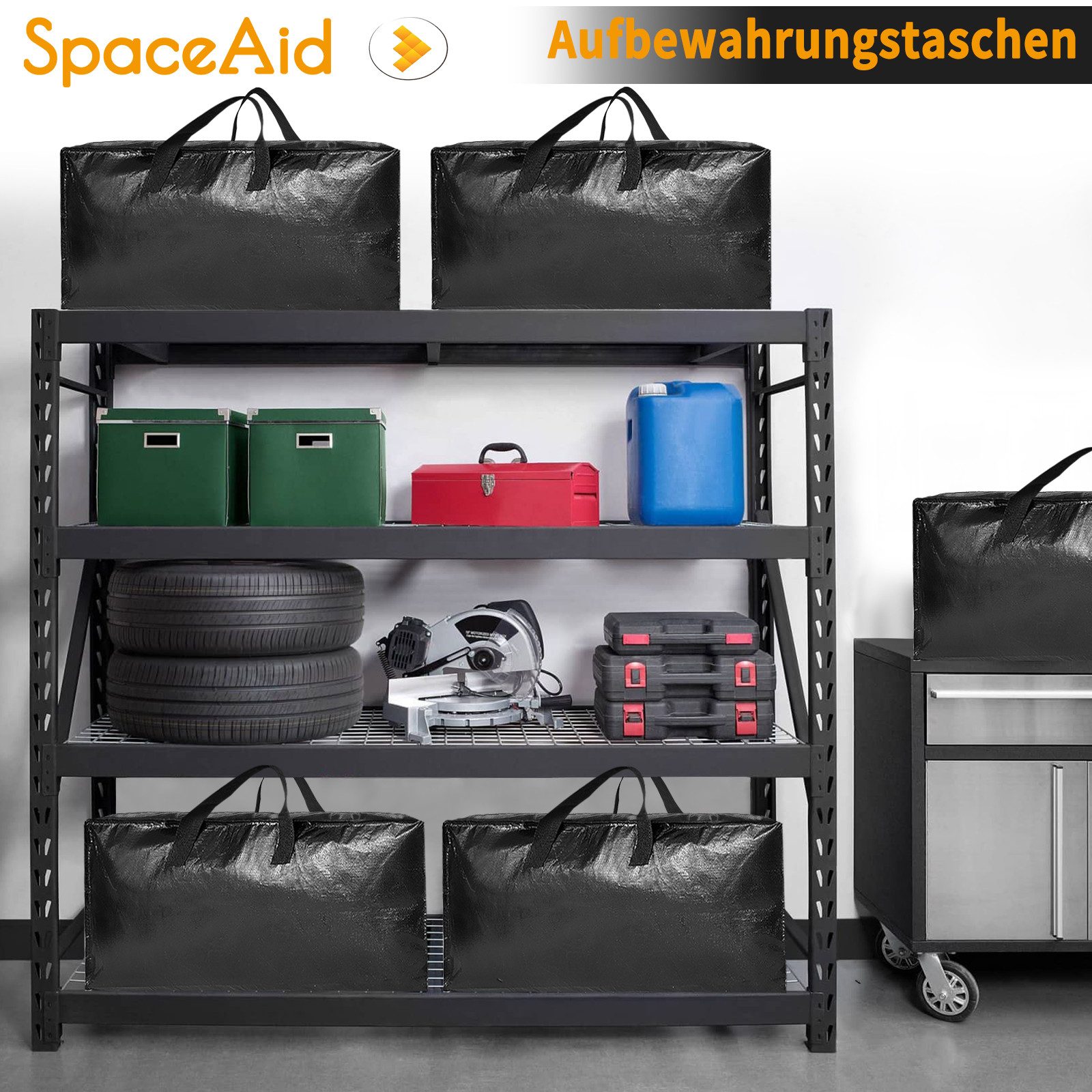 SpaceAid Aufbewahrungstasche Extra große Umzugstaschen (robuste Aufbewahrungsbeutel mit Doppelreißverschluss, 6-tlg) – Bild 2 von 5