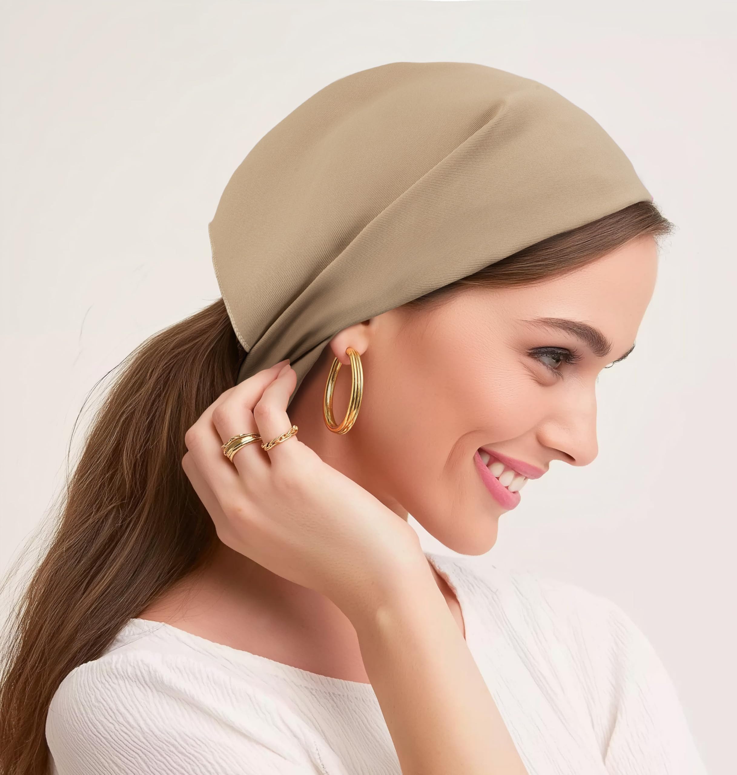 Zaewry Kopftuch 3-teiliges Damen-Set Haarband und Kopftuch, Boho-Stil Kopftuch, (3-St), gebundenes Dreieckstuch, Dreieckshalsband, Dreiecksschal