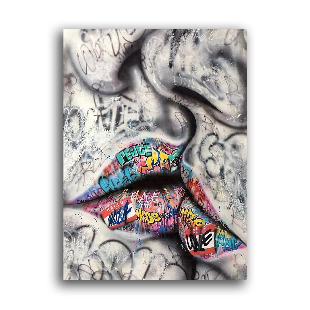 Wandbild Graffiti Kiss