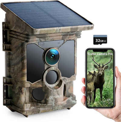 CEYOMUR Wildkamera mit Bewegungsmelder Nachtsicht, Wildtierkamera Wildkamera (4K 30fps, 40MP, Solarplatten, WLAN, Bluetooth, mit 32GB SD)