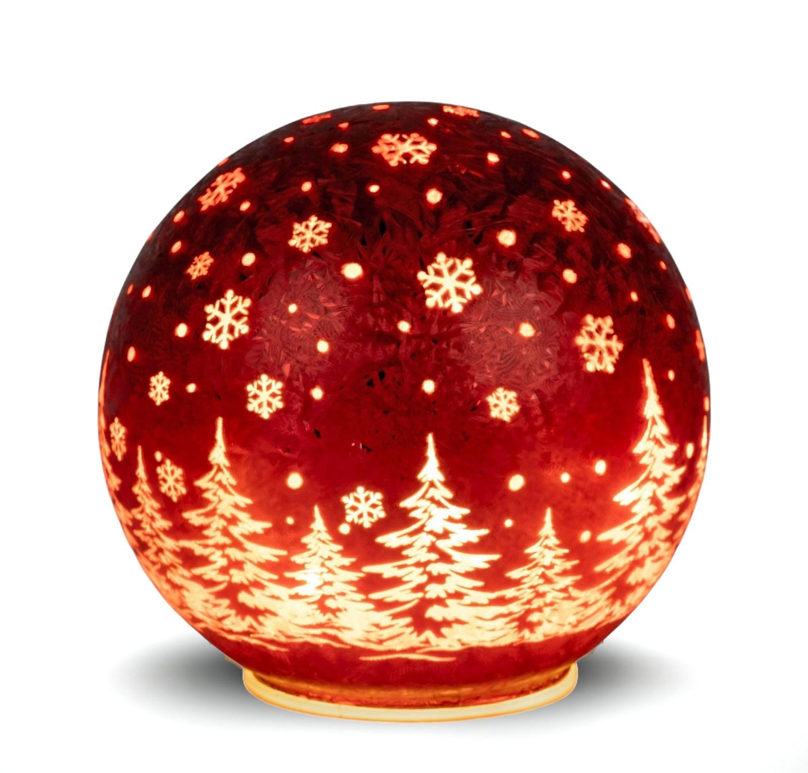 formano LED Dekolicht Glas-Kugel 15cm Frosty Rot Timer 6h/18h Weihnachten Herbst Deloration, LED fest integriert