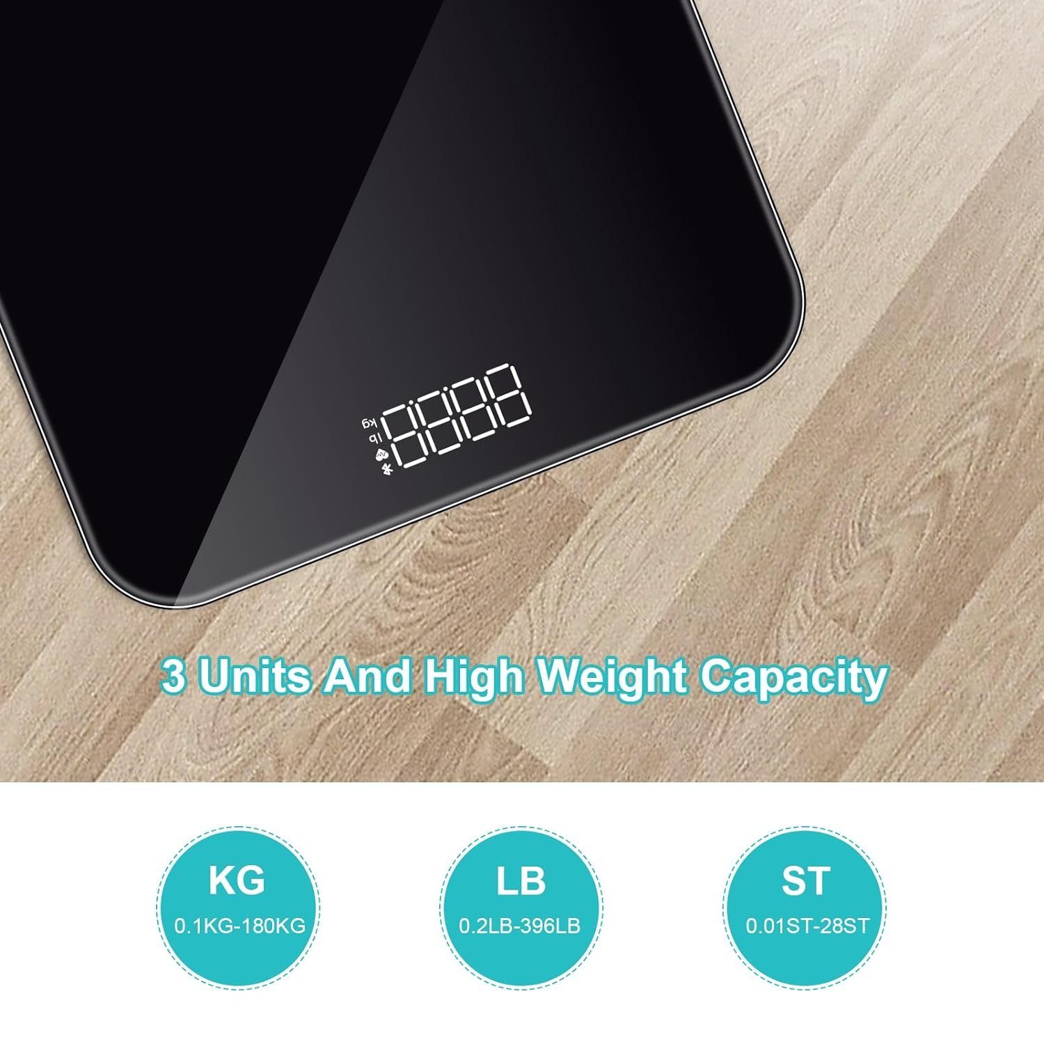 EUROPAPA Körper-Analyse-Waage Personenwaage mit übersichtlichem LED-Display und Step-On, EUROPAPA Körperfettwaagen-Serie, 2-tlg., 180 kg / 400 Pfund, Digitale Waage für Gewicht und BMI