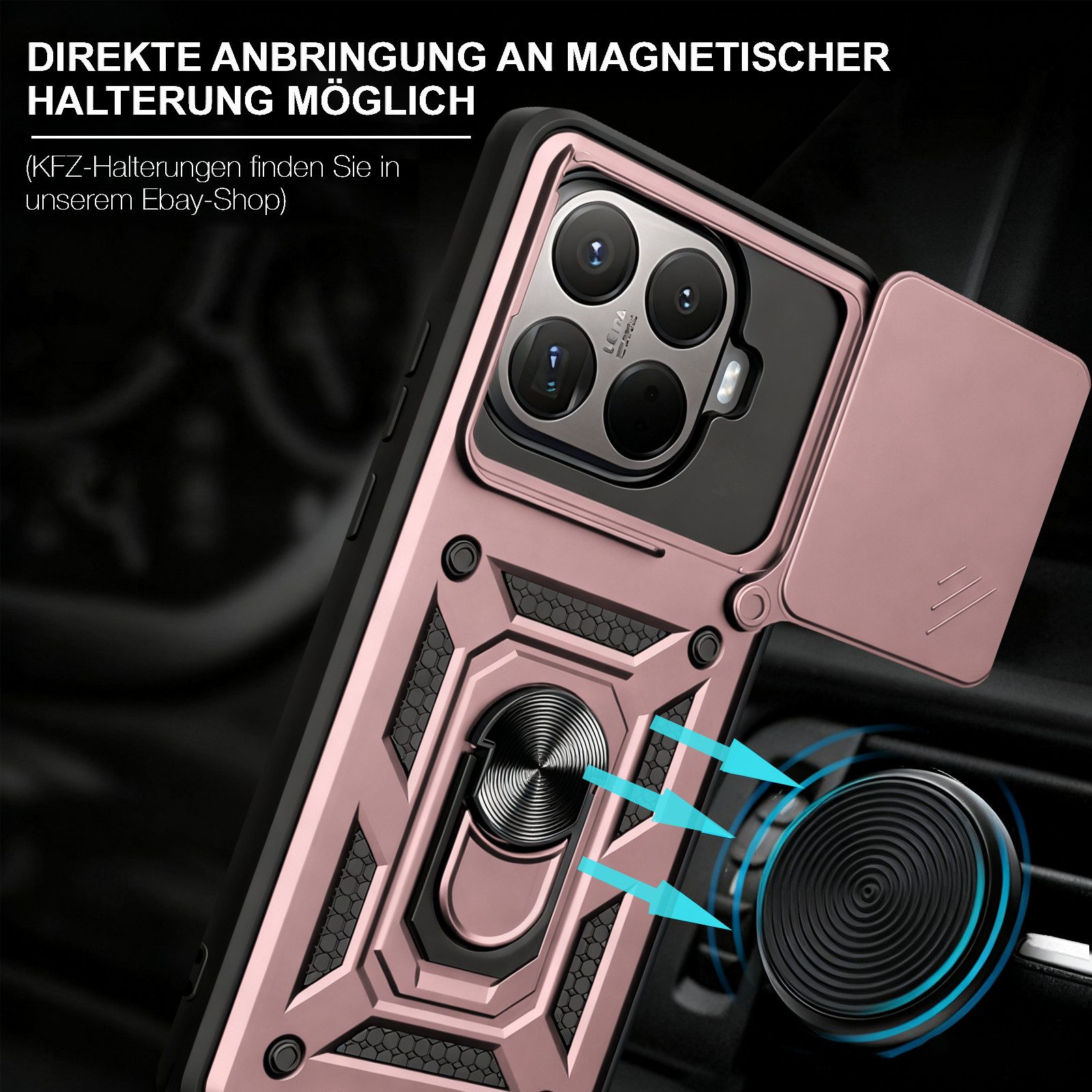 betterfon Handyhülle Panzerhülle für Xiaomi 15T Handyhülle Kameraschutz und Ringhalter, Outdoorhülle mit Smartstand Kameraschutz und Silikonkern