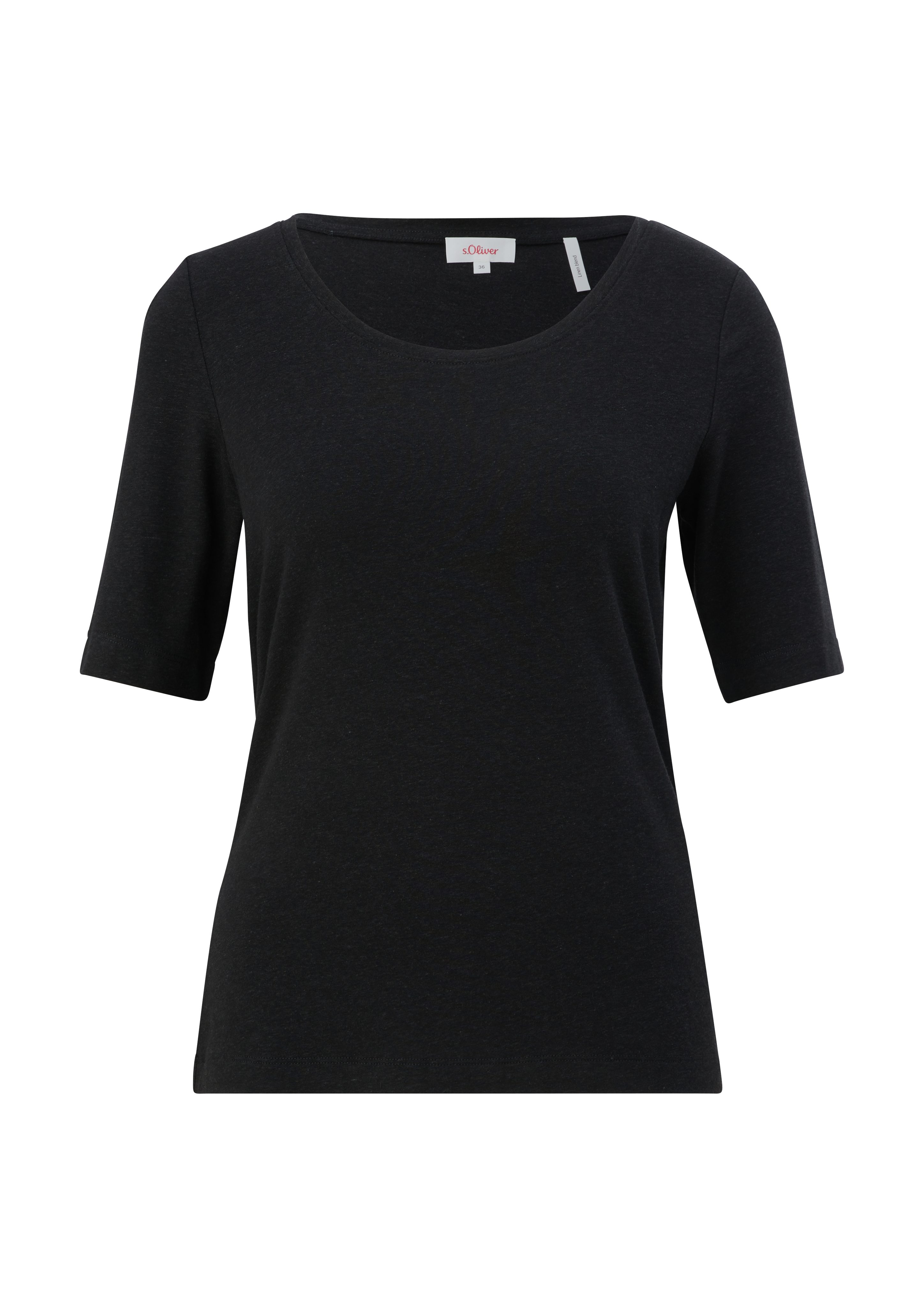 Viskosemix s.Oliver T-Shirt Kurzarmshirt mit aus Leinen schwarz
