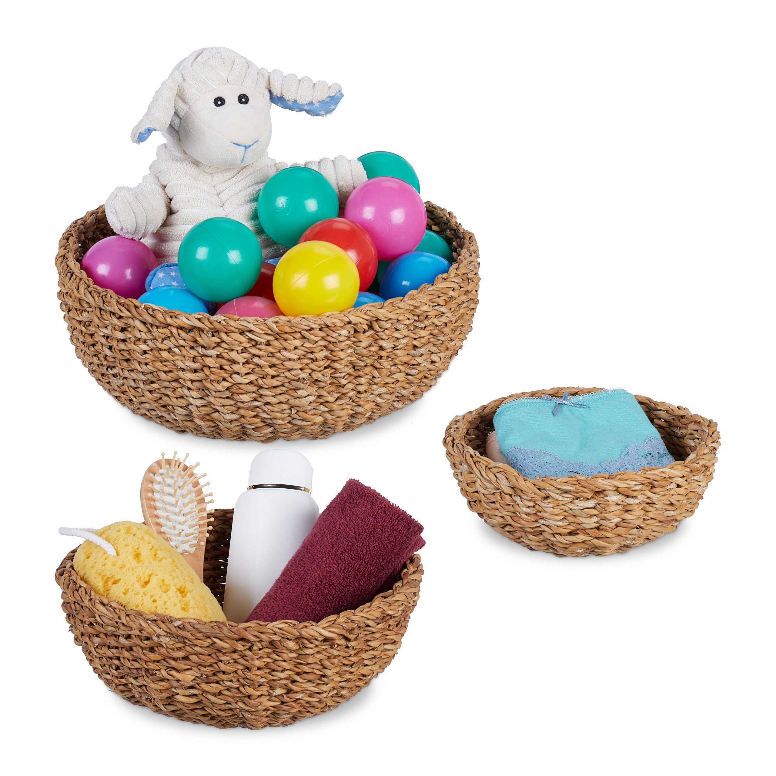 relaxdays Aufbewahrungskorb Runder Aufbewahrungskorb 3er Set günstig online kaufen