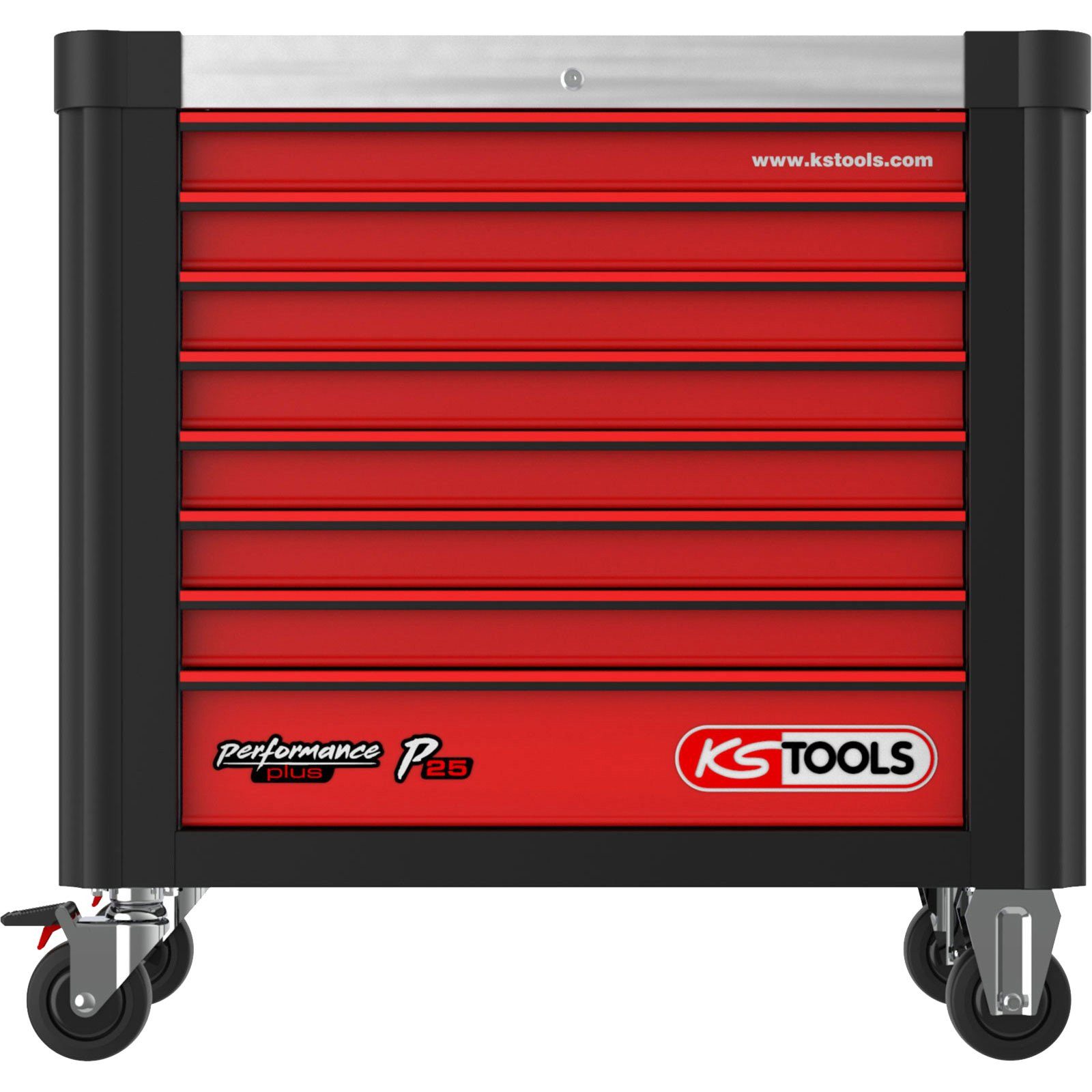 KS Tools Werkstattwagen KS TOOLS PERFORMANCEplus P25 SCHWARZ/ROT Werkstattwagen mit 8 Sch...