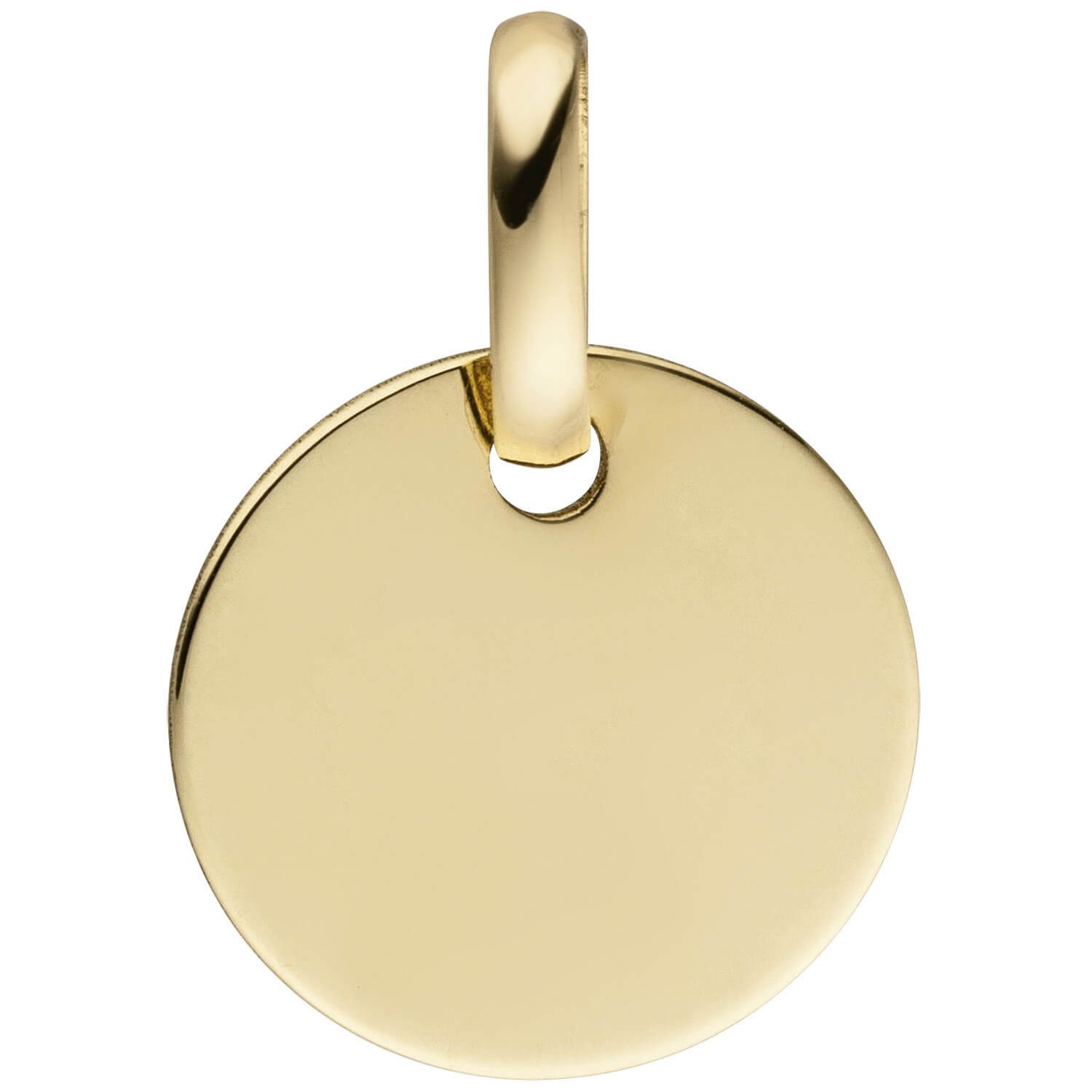 Kettenanhänger Anhänger Gravurplatte Kreis, 333 Gelbgold