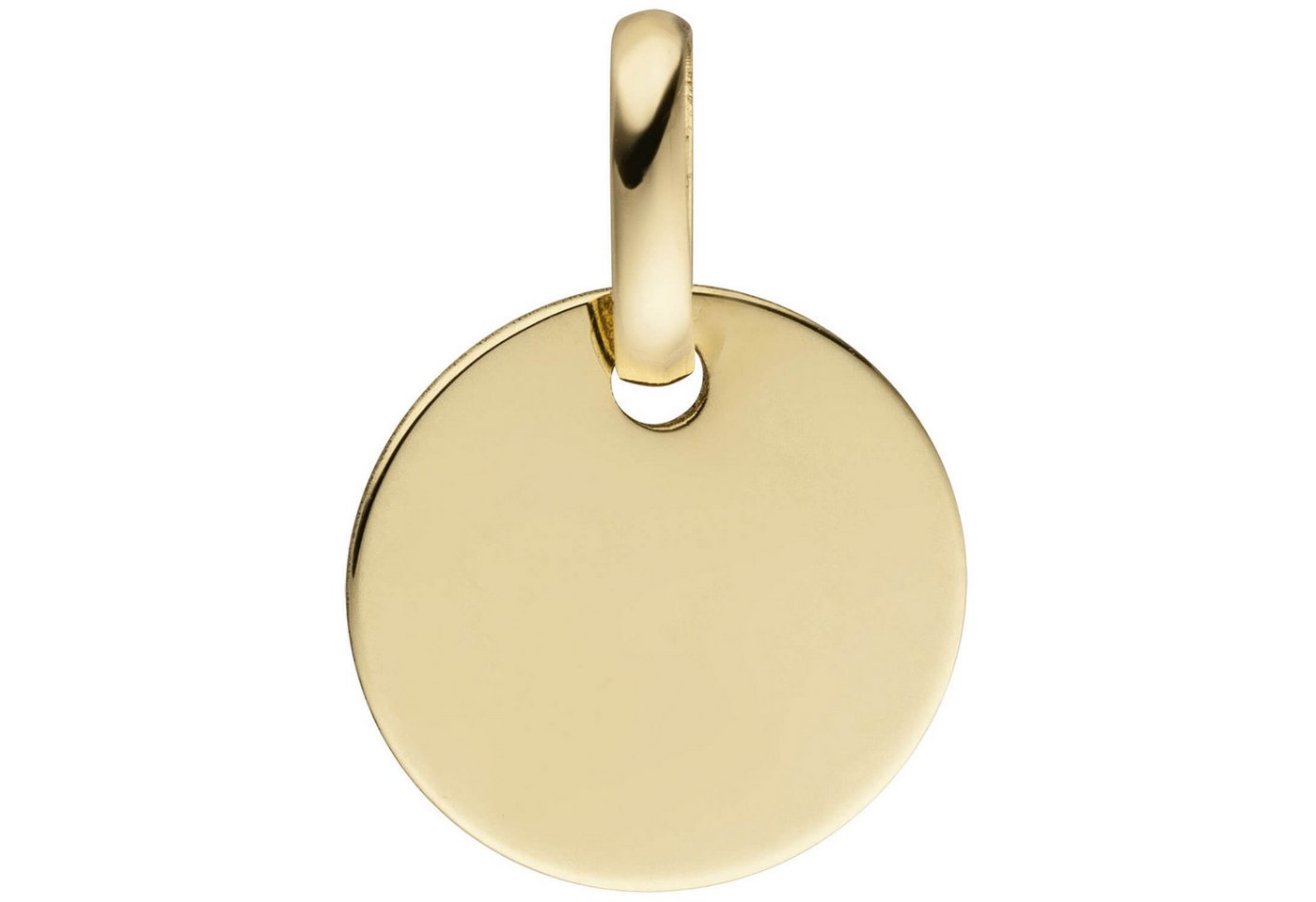 Schmuck Krone Kettenanhänger Anhänger Gravurplatte Kreis, 333 Gelbgold, Gold 333