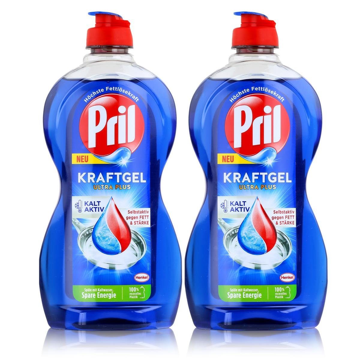 PRIL Pril Spülmittel Kraftgel Ultra Plus 450ml - Hohe Fettlösekraft (2er Pa Geschirrspülmittel