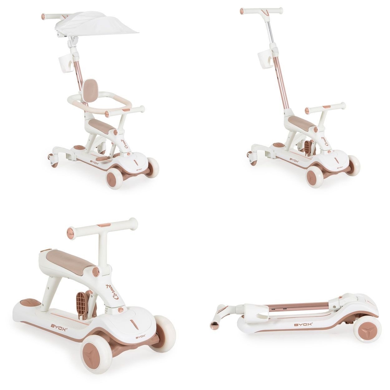 Byox Cityroller Kinderroller Cornet 6 in 1, Multifunktionsroller Rutscher Musik Becherhalter