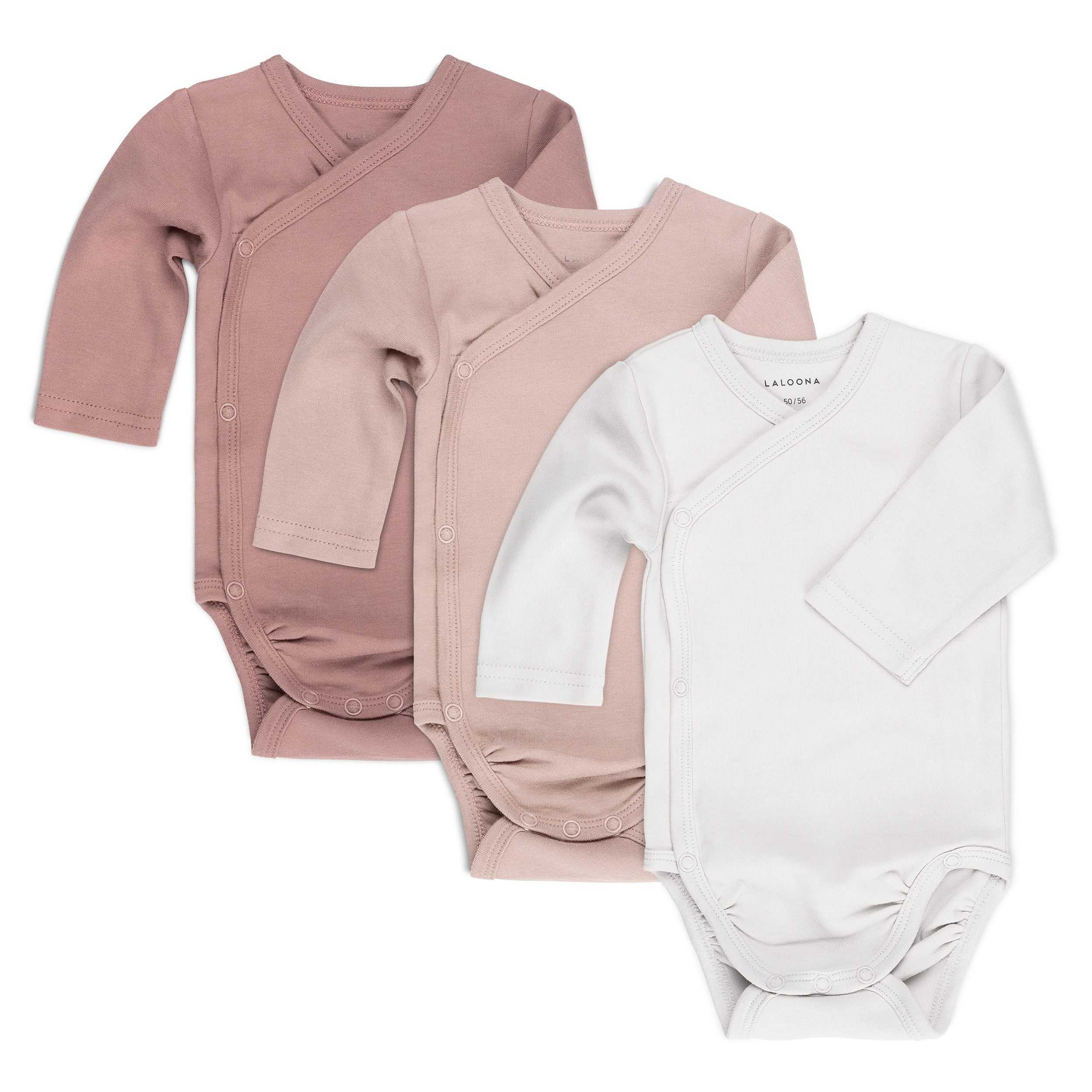 LaLoona Body (3er-Pack) Wickelbody Langarm 3er Pack Baby Body Set aus Baumwolle Langarmbody