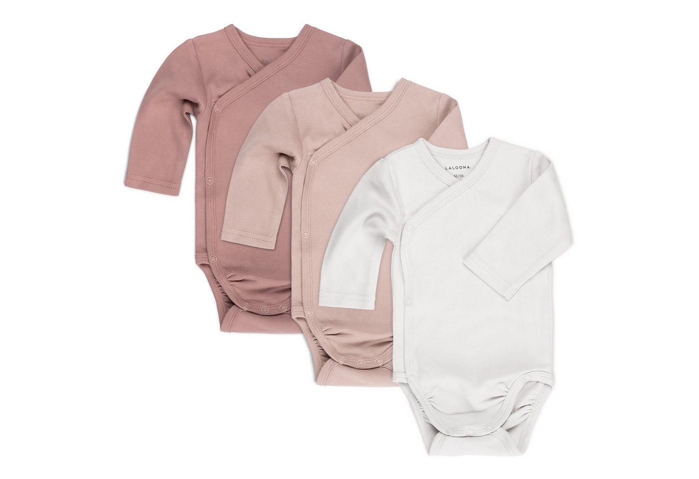 LaLoona Body (3er-Pack) Wickelbody Langarm 3er Pack Baby Body Set aus Baumwolle Langarmbody
