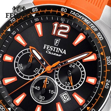 Festina Quarzuhr Festina Herren Uhr Sport F20376/5 PU, Herren Armbanduhr rund, PURarmband orange