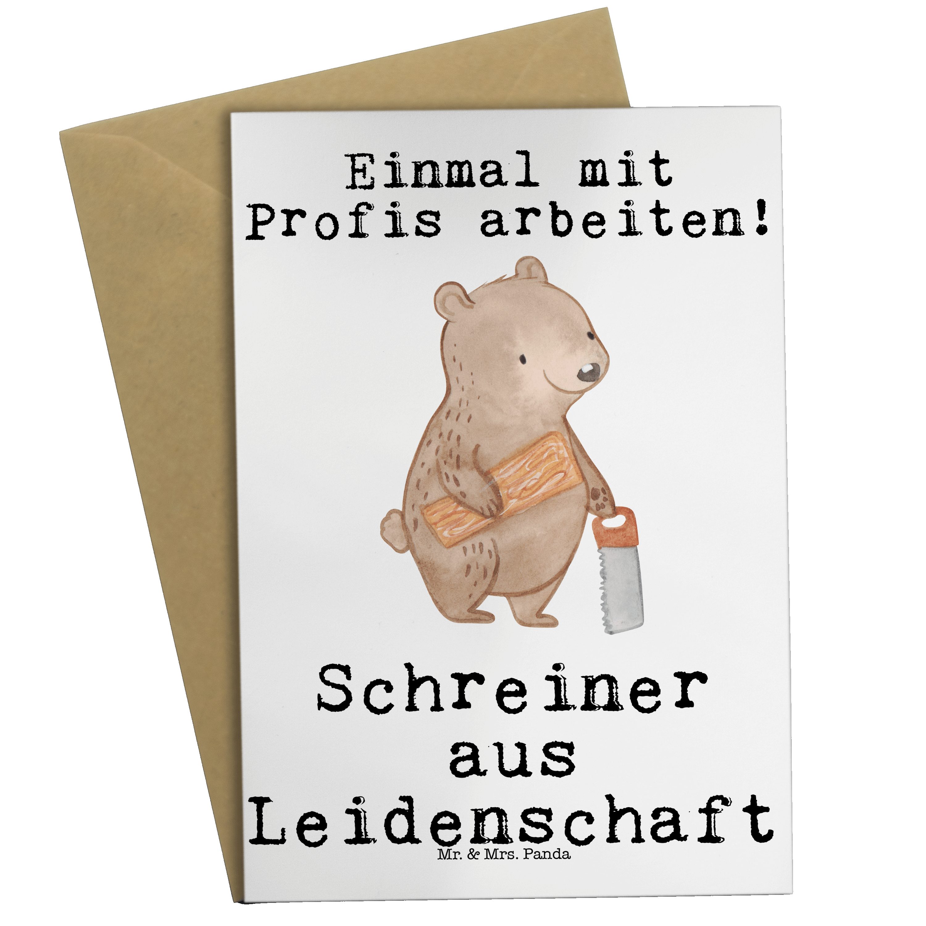 Mr. & Mrs. Panda Grußkarte »Schreiner aus Leidenschaft Weiß