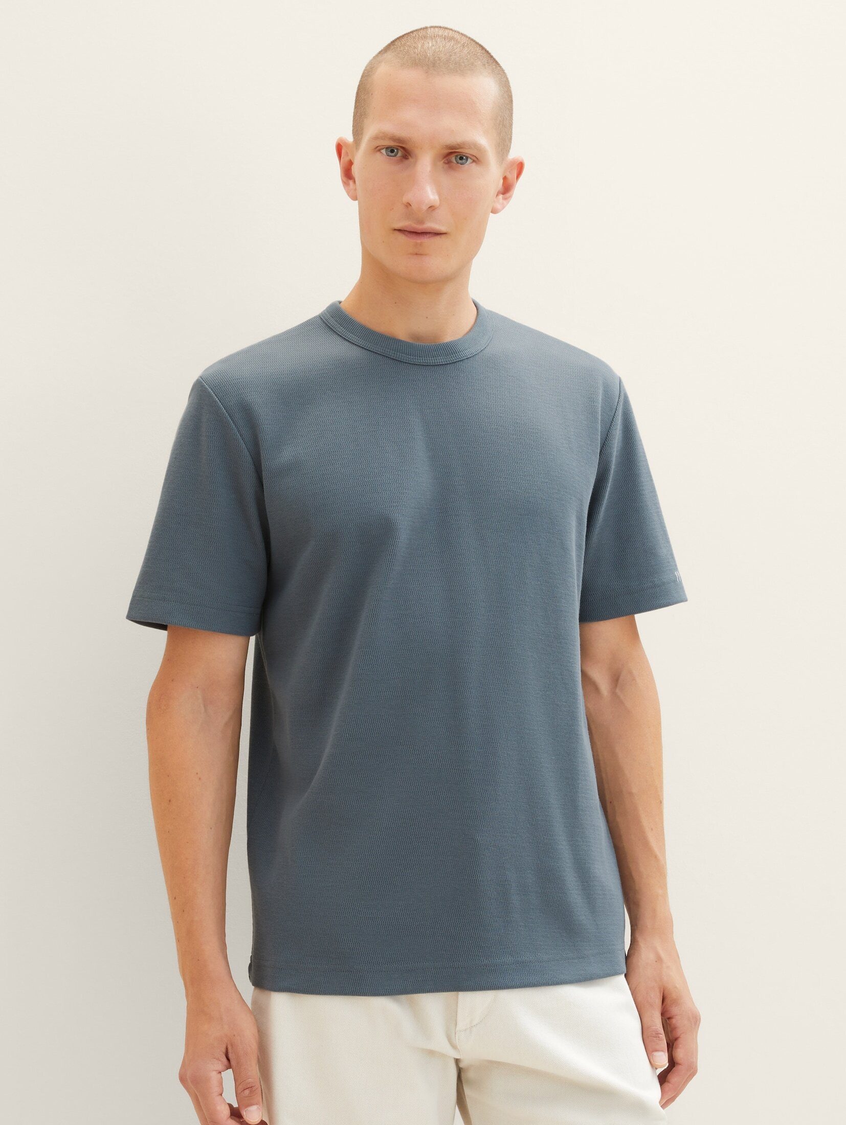TOM TAILOR T-Shirt dark Struktur mit T-Shirt teal dusty