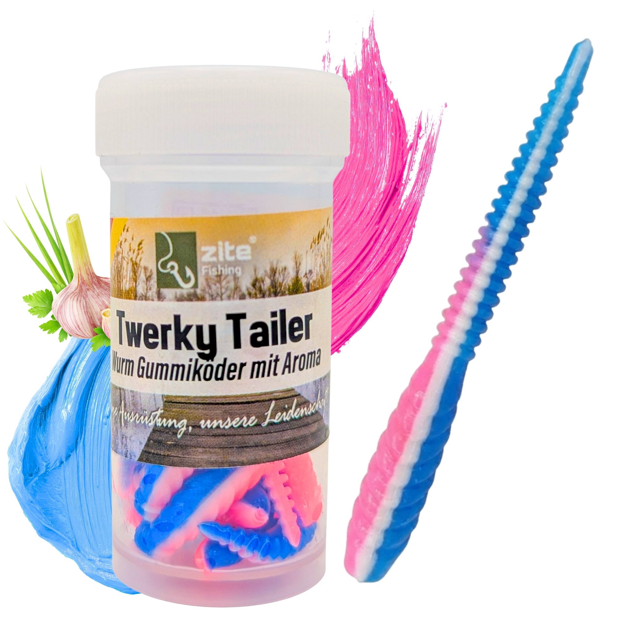 Kunstköder Twerky Tailer 2 Aromen Neon- & Naturfarben 8STK 7cm Gummiköder Forelle