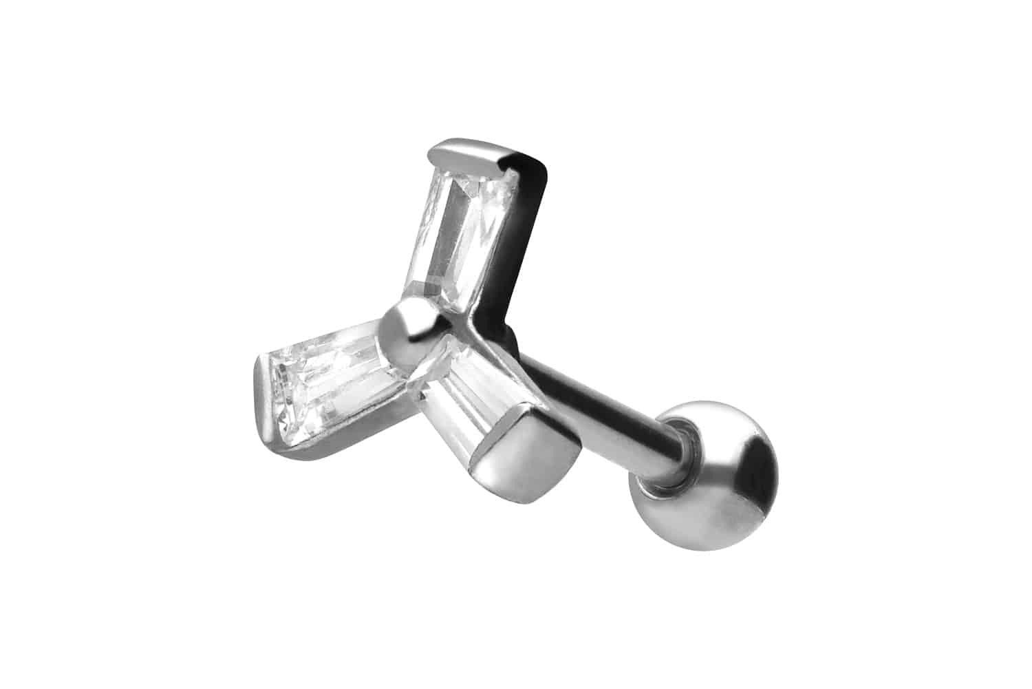 Piercing-Set Chirurgenstahl Ohrpiercing 3 KRISTALLE