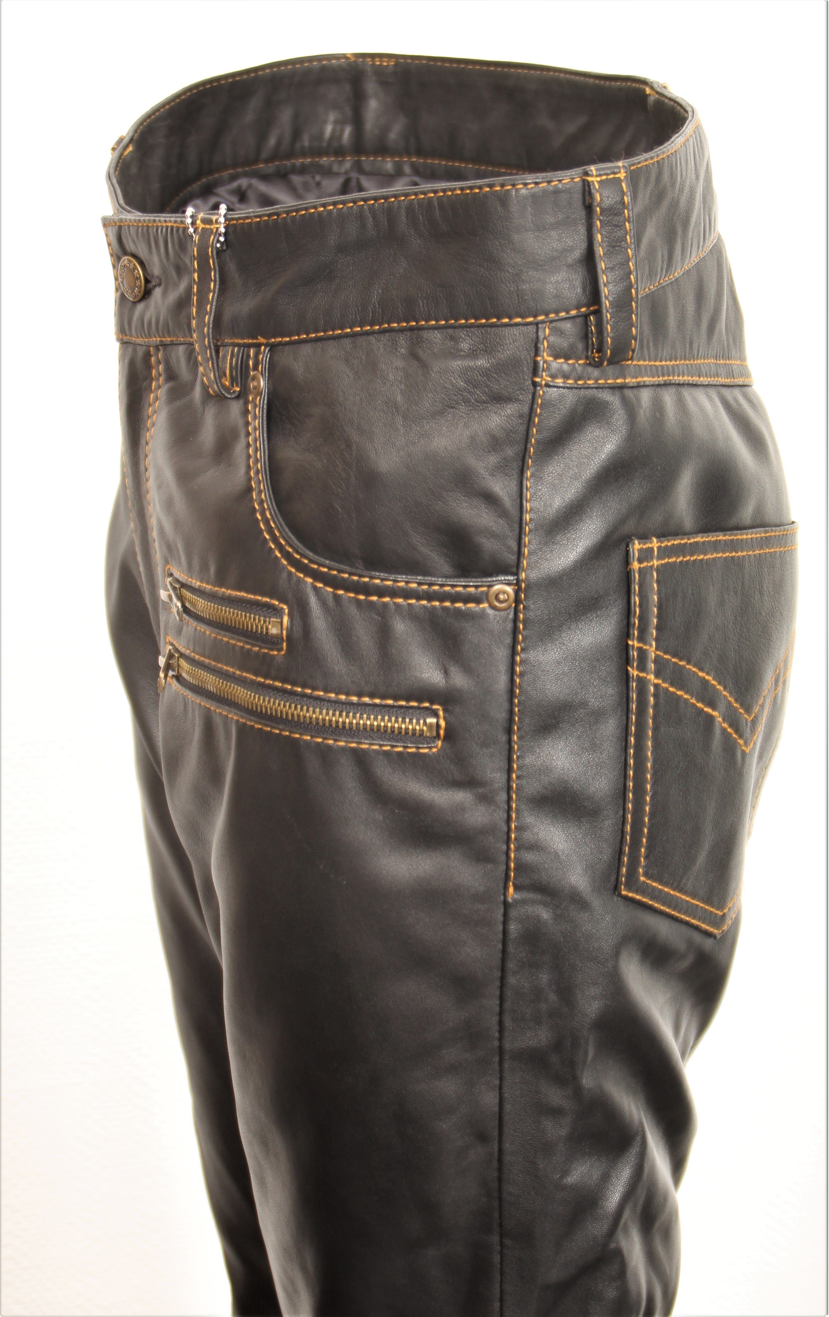 Be Noble Lederhose Texas schwarz Wunderschöne Herren Lederhose mit abgesetzten Nähten im Jeansstyle