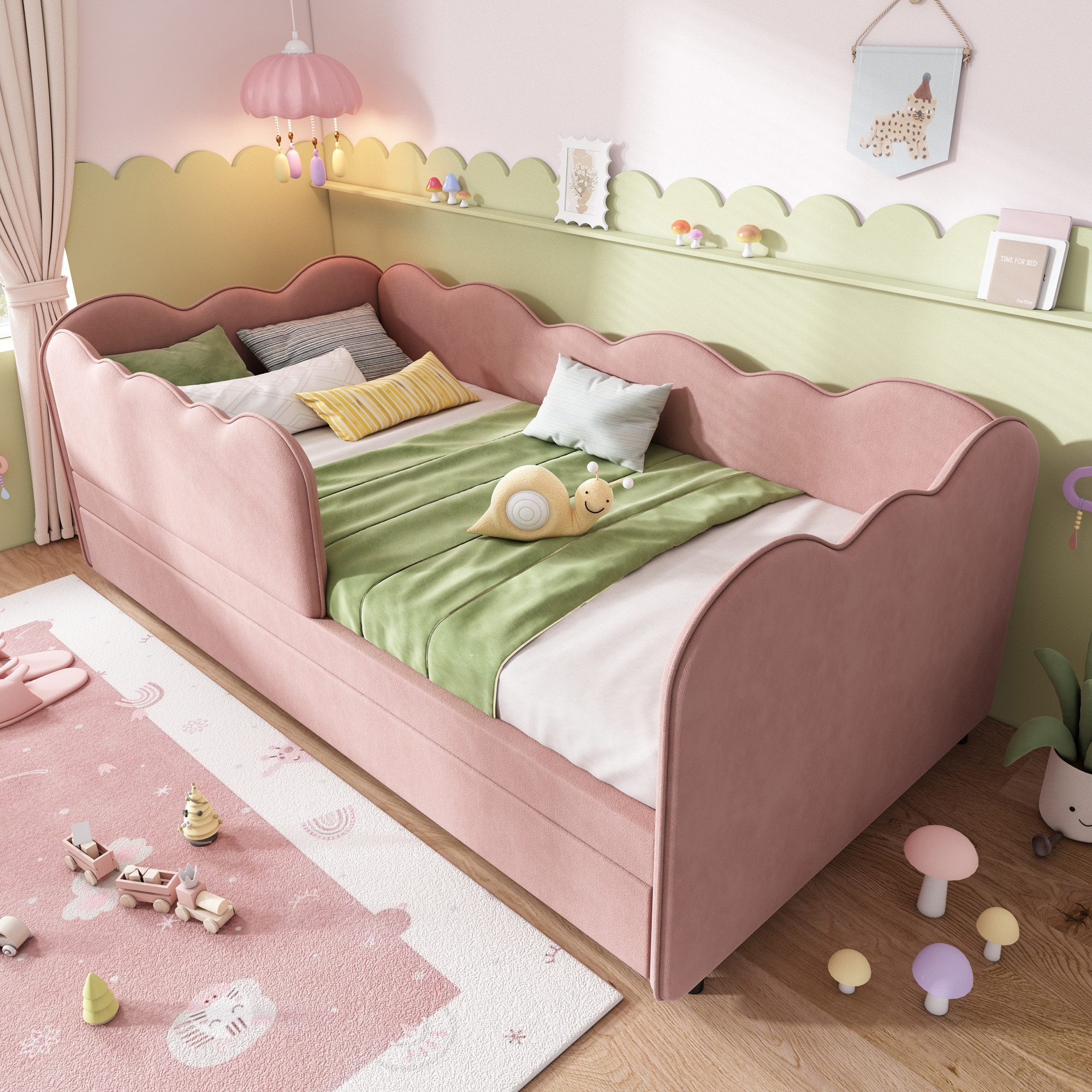 Flieks Daybett, Polsterbett Tagesbett Schlafsofa Kinderbett 90x190cm mit Ausziehbett