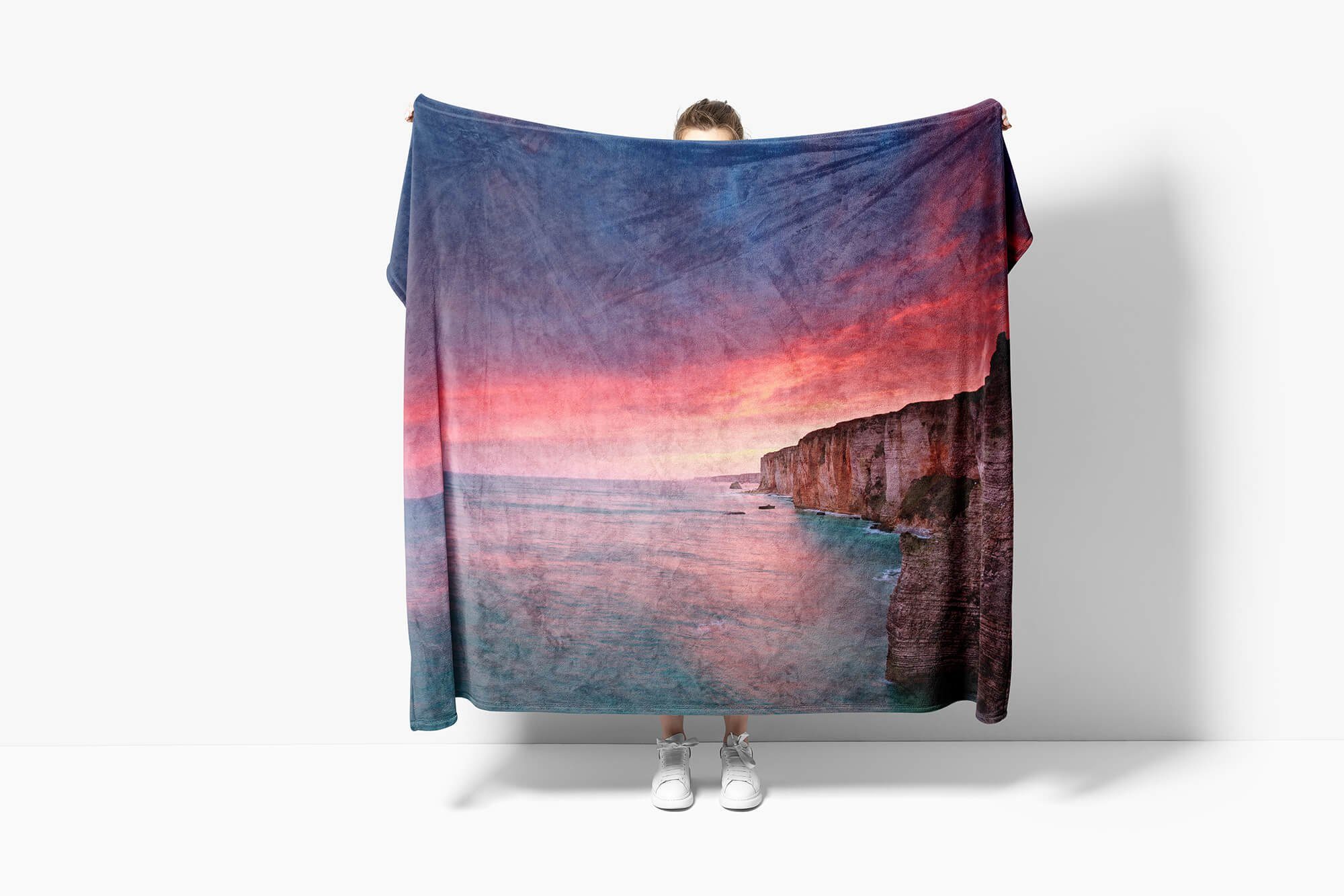 Baumwolle-Polyester-Mix Kunst, Sinus Handtuch Klippen Fotomotiv mit Handtücher Kuscheldecke Handtuch Strandhandtuch (1-St), Art Saunatuch Meer