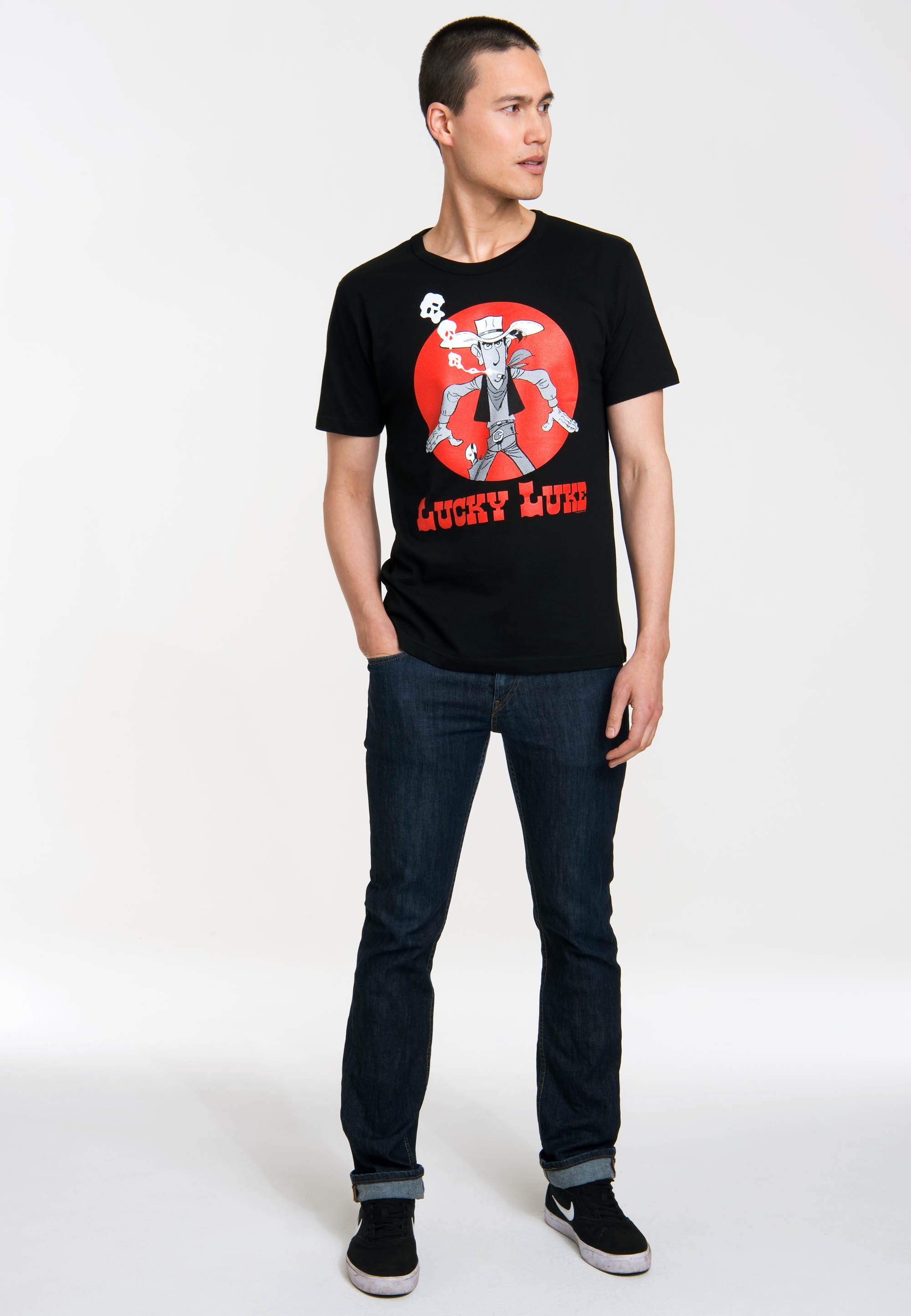 LOGOSHIRT Lucky Luke Town mit - Daisy T-Shirt Luke-Print Lucky