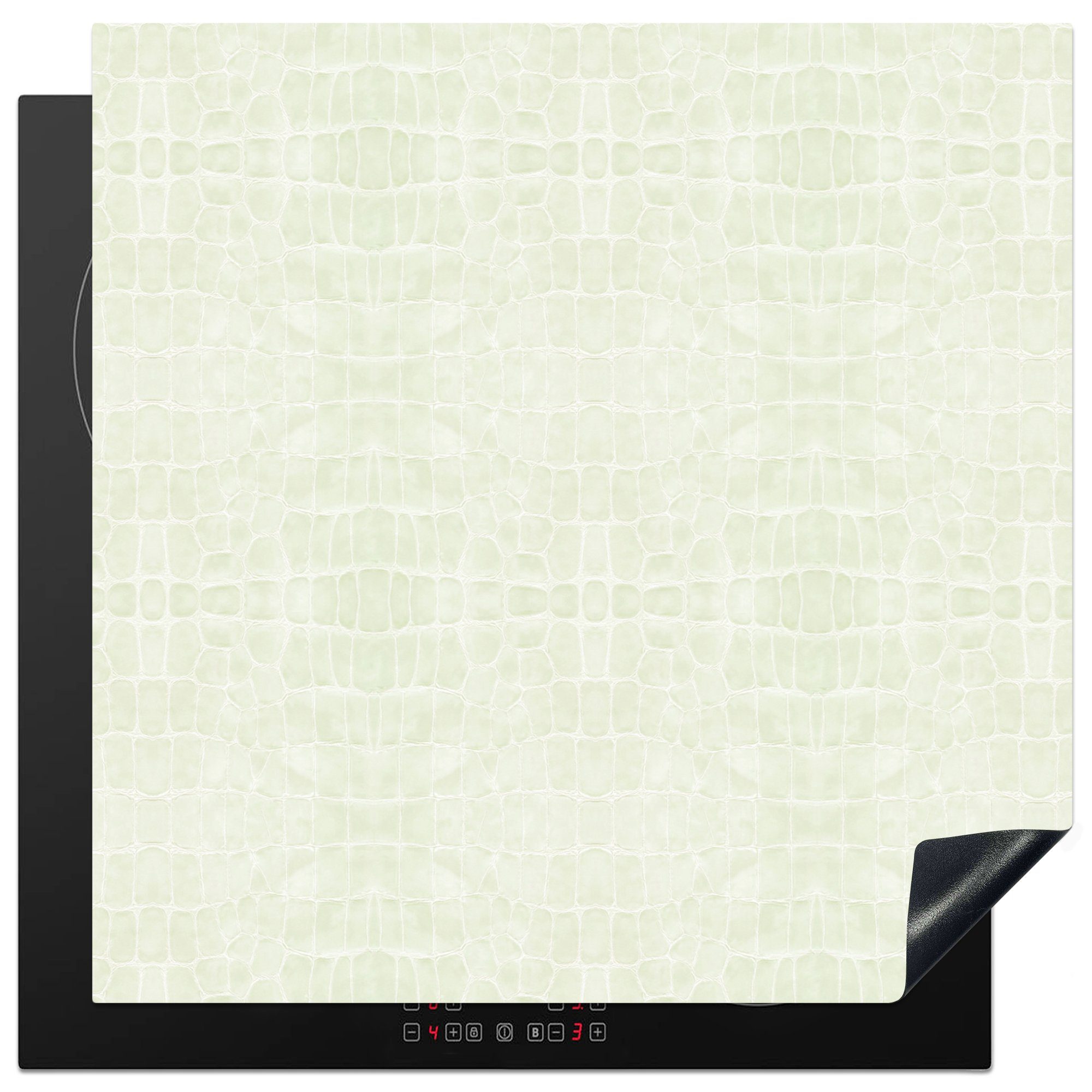MuchoWow Herdblende-/Abdeckplatte Induktionsschutz Vinyl, tlg), 78x78 Arbeitsplatte für - (1 Textur cm, Leder küche - Ceranfeldabdeckung, Tierhaut, 