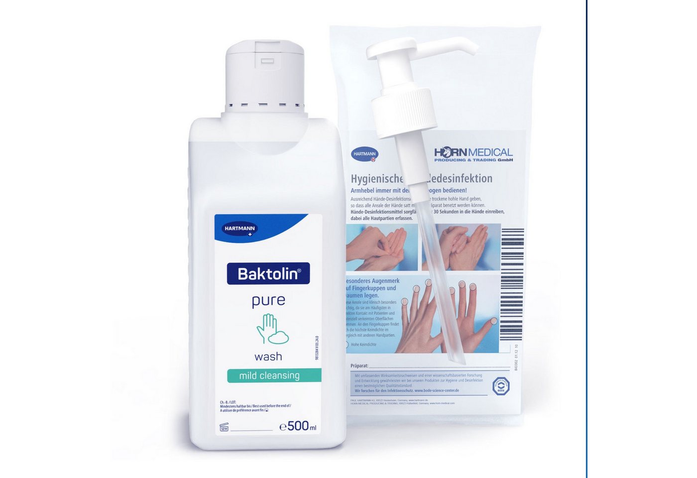 PAUL HARTMANN AG Flüssigseife Horn Medical Dosierpumpe mit Baktolin pure wash 500ml, 1-tlg., sehr gute Hautverträglichkeit