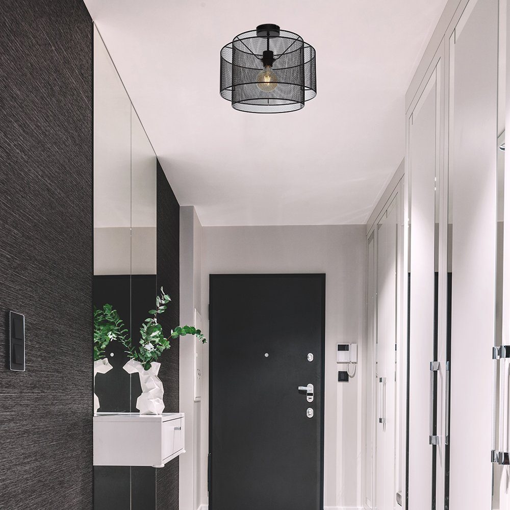Deckenstrahler, schwarz Deckenleuchte Käfig Deckenlampe nicht Lampe etc-shop Metall Leuchtmittel Esszimmer inklusive, rund