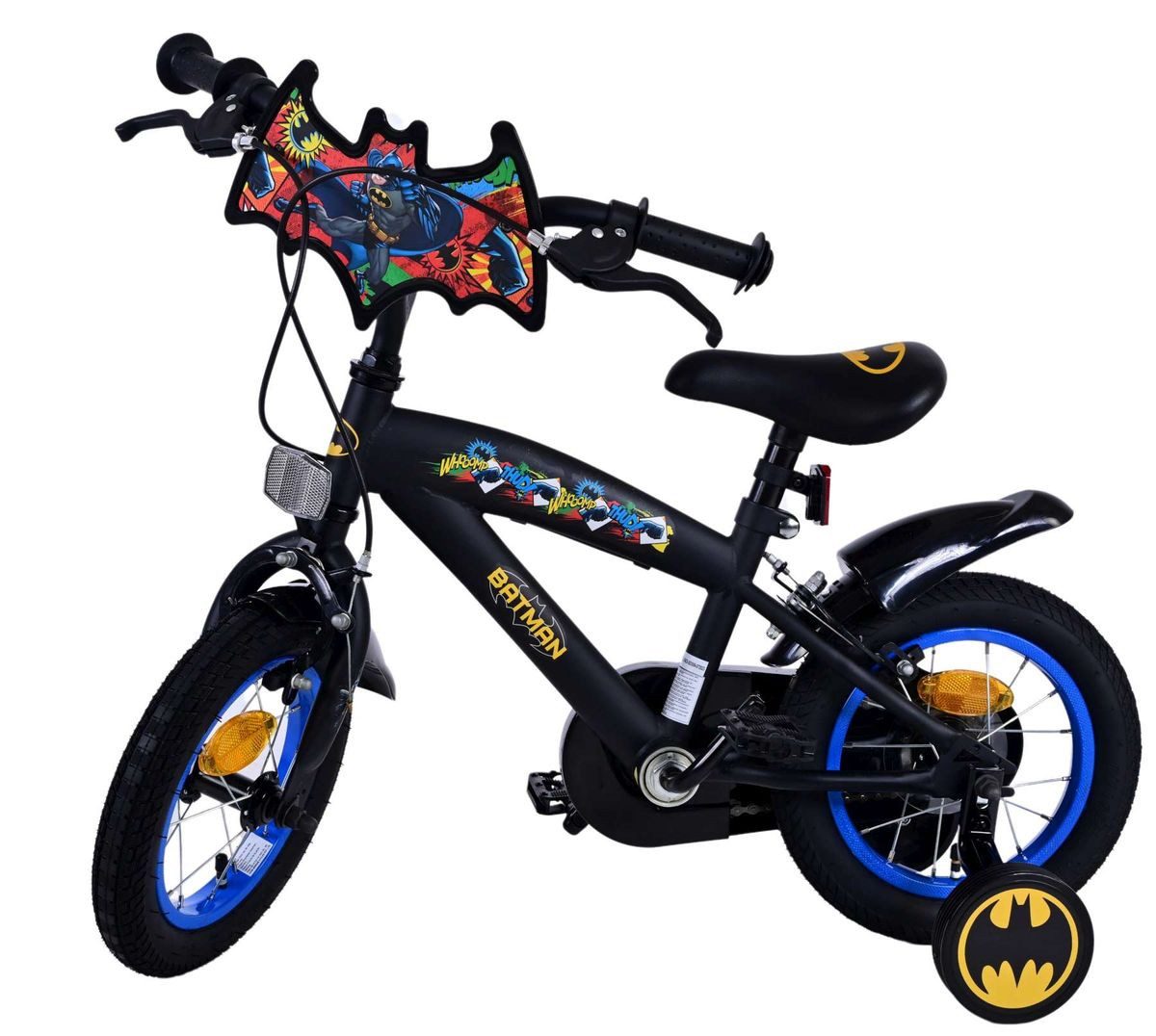 Volare Kinderfahrrad 12" 12 Zoll Kinder Jungen Fahrrad Rad Bike Kinderrad Batman 21131-safw, Stützräder, Kettenschutz, Schutzbleche