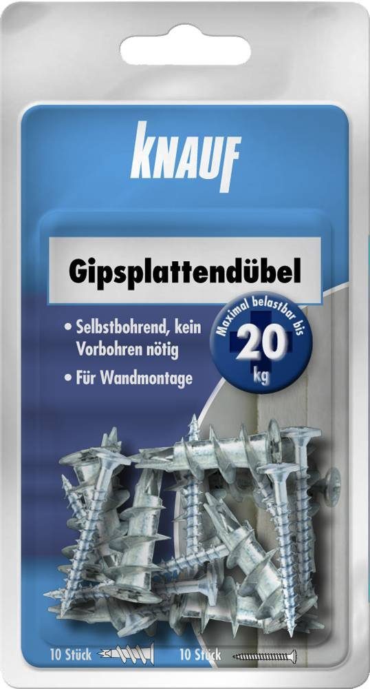 KNAUF - 37 und Dübel-Set Gipskartondübel mm 10 Knauf Schrauben- Stück