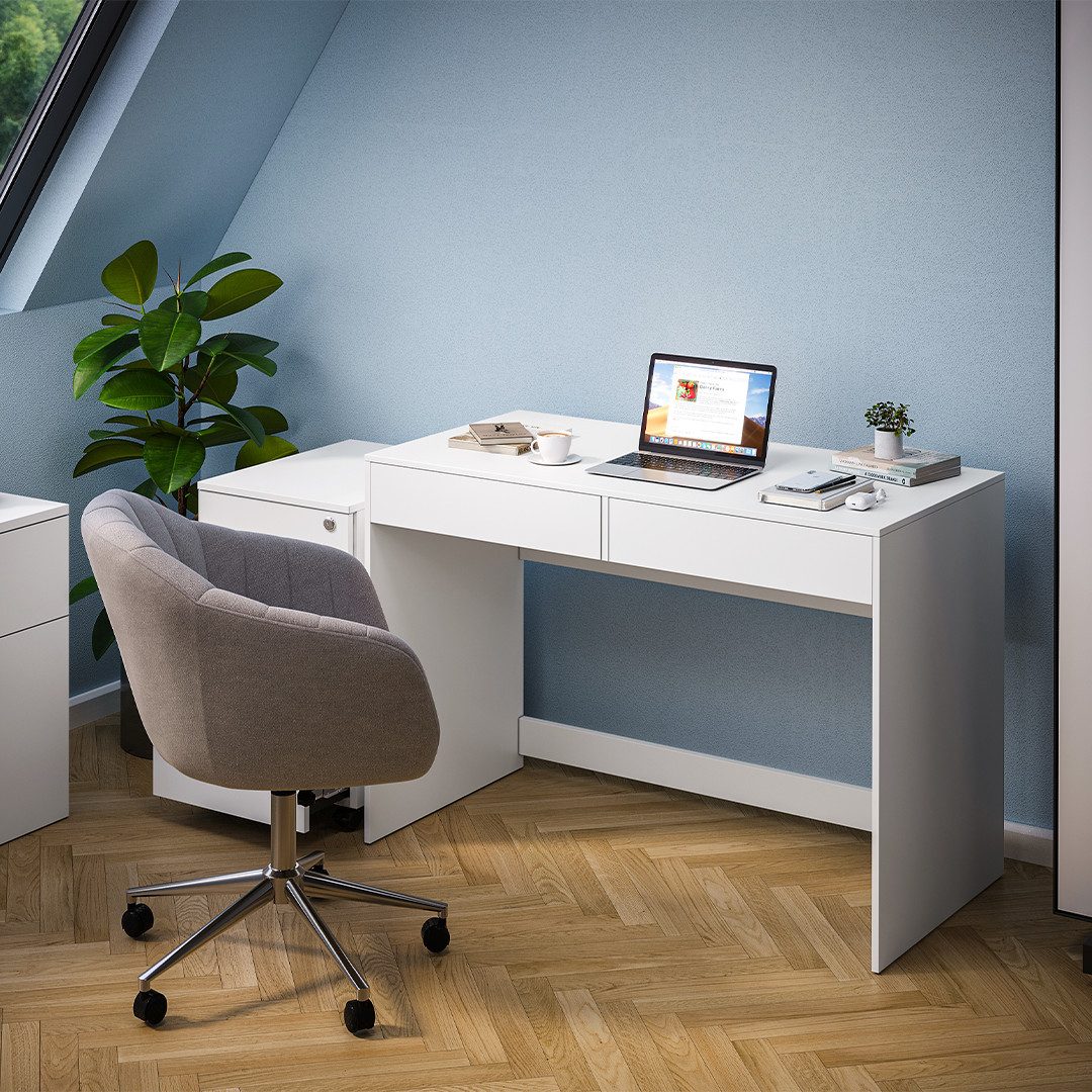 Bellamio Schreibtisch Toce mit 2 Schubladen (weiß), Breite 110 cm x Tiefe 5 günstig online kaufen