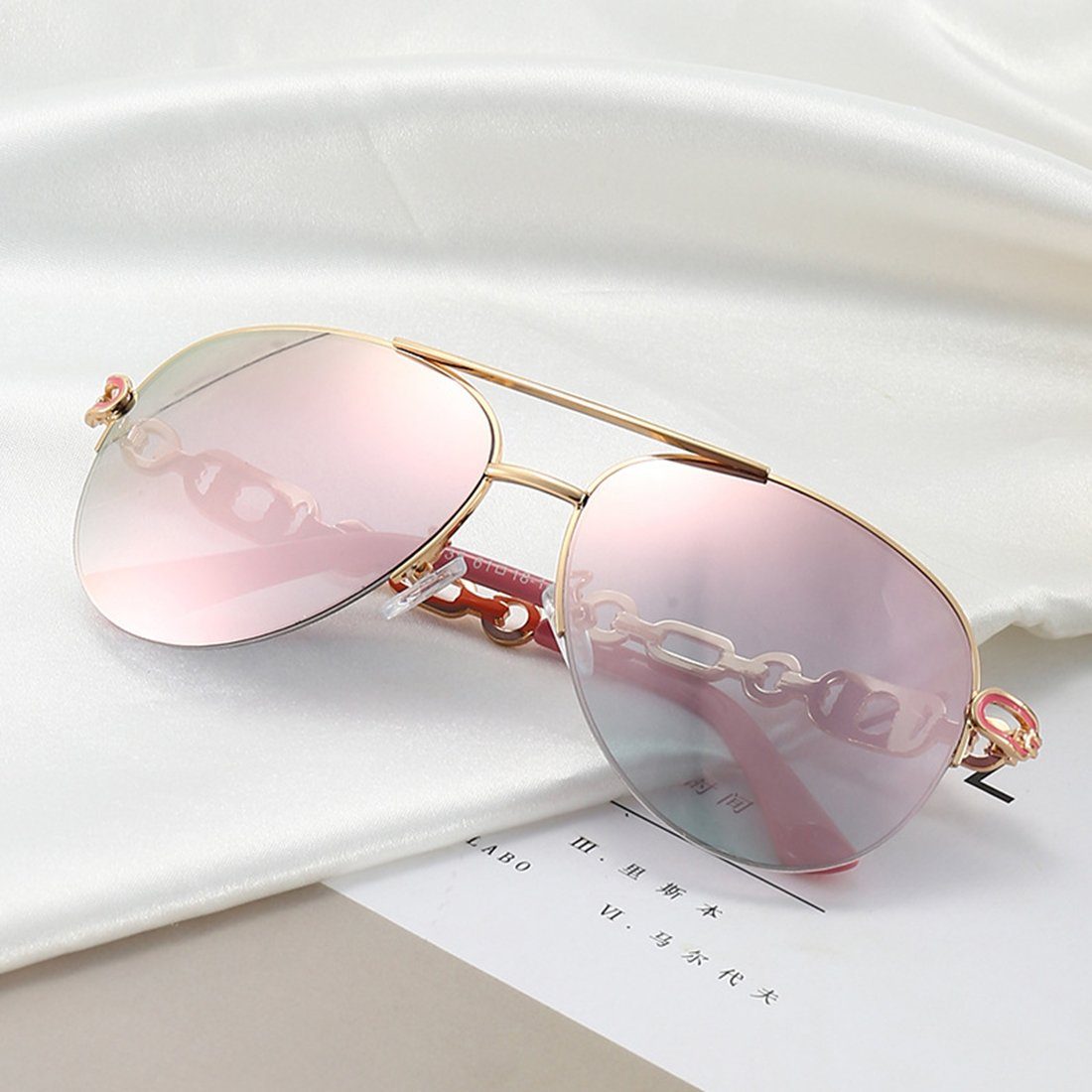 Haiaveng Sonnenbrille Verspiegelte Sonnenbrille Damen Retro Damen pink Sunglasses Pilotenbrille Brille UV400 Vintage
