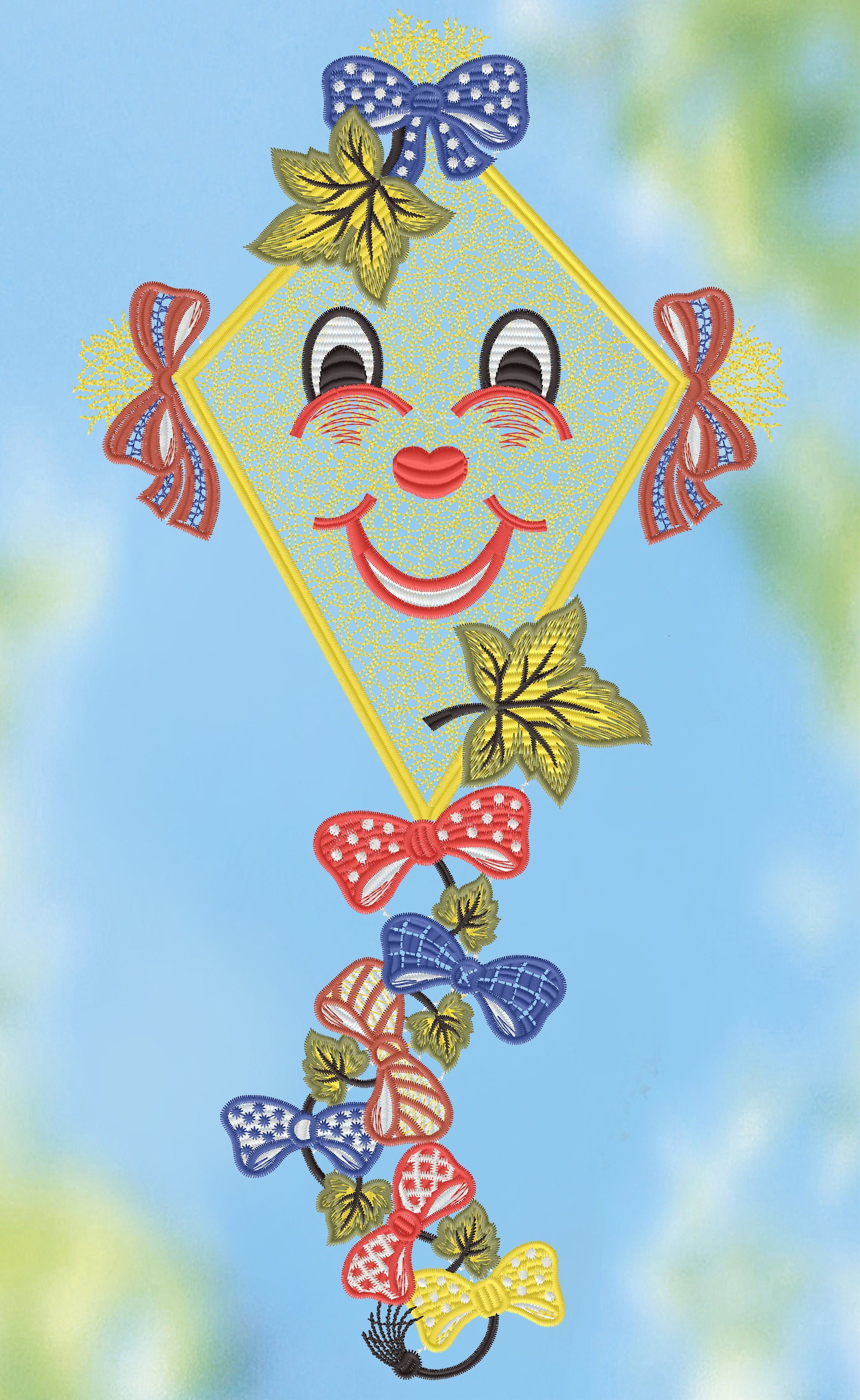 Plauener Spitze® Fensterbild fröhlicher Herbstdrachen, HxB günstig online kaufen