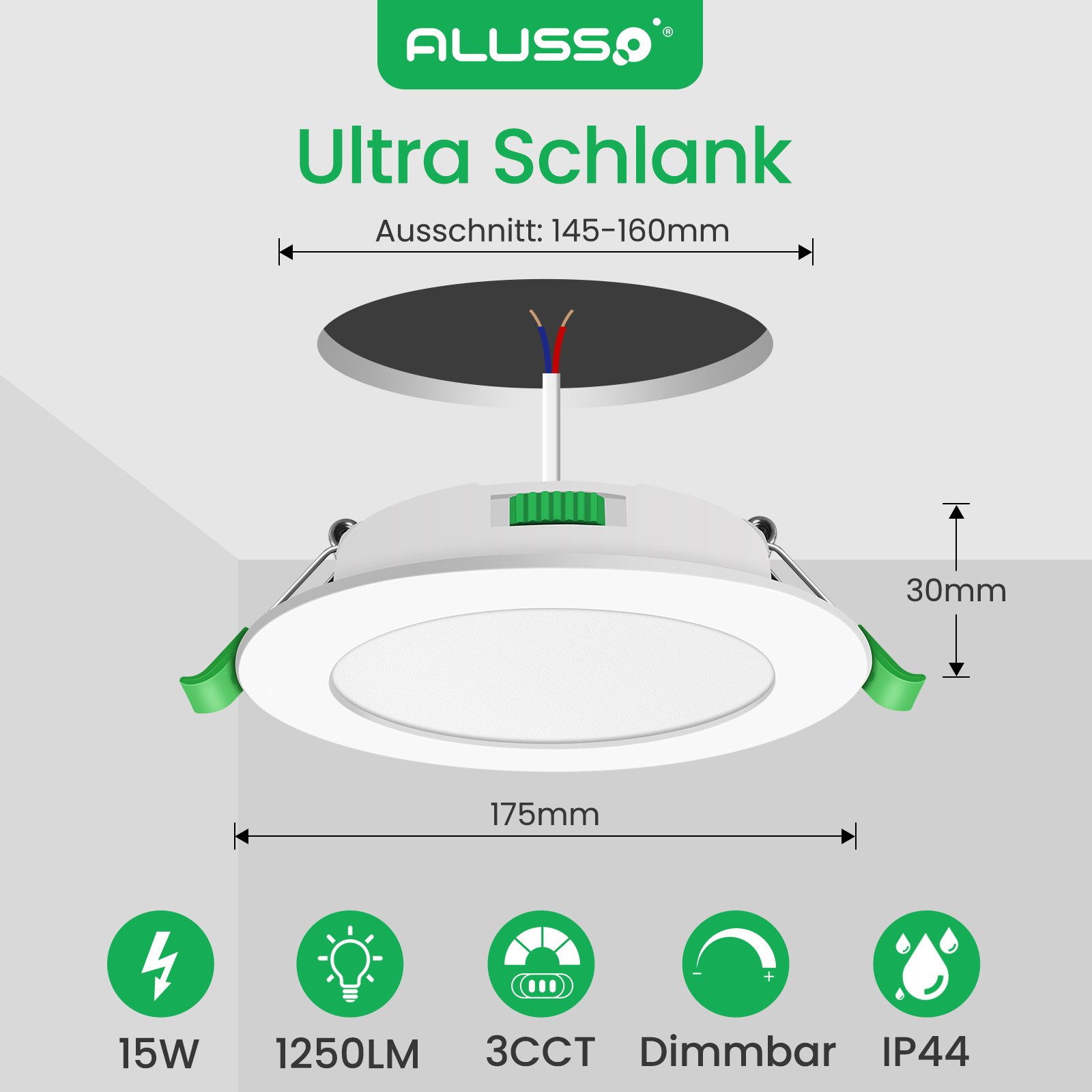ALUSSO LED Einbaustrahler 6er-Set, Decken Leuchte, Flach Strahler für Bad, günstig online kaufen