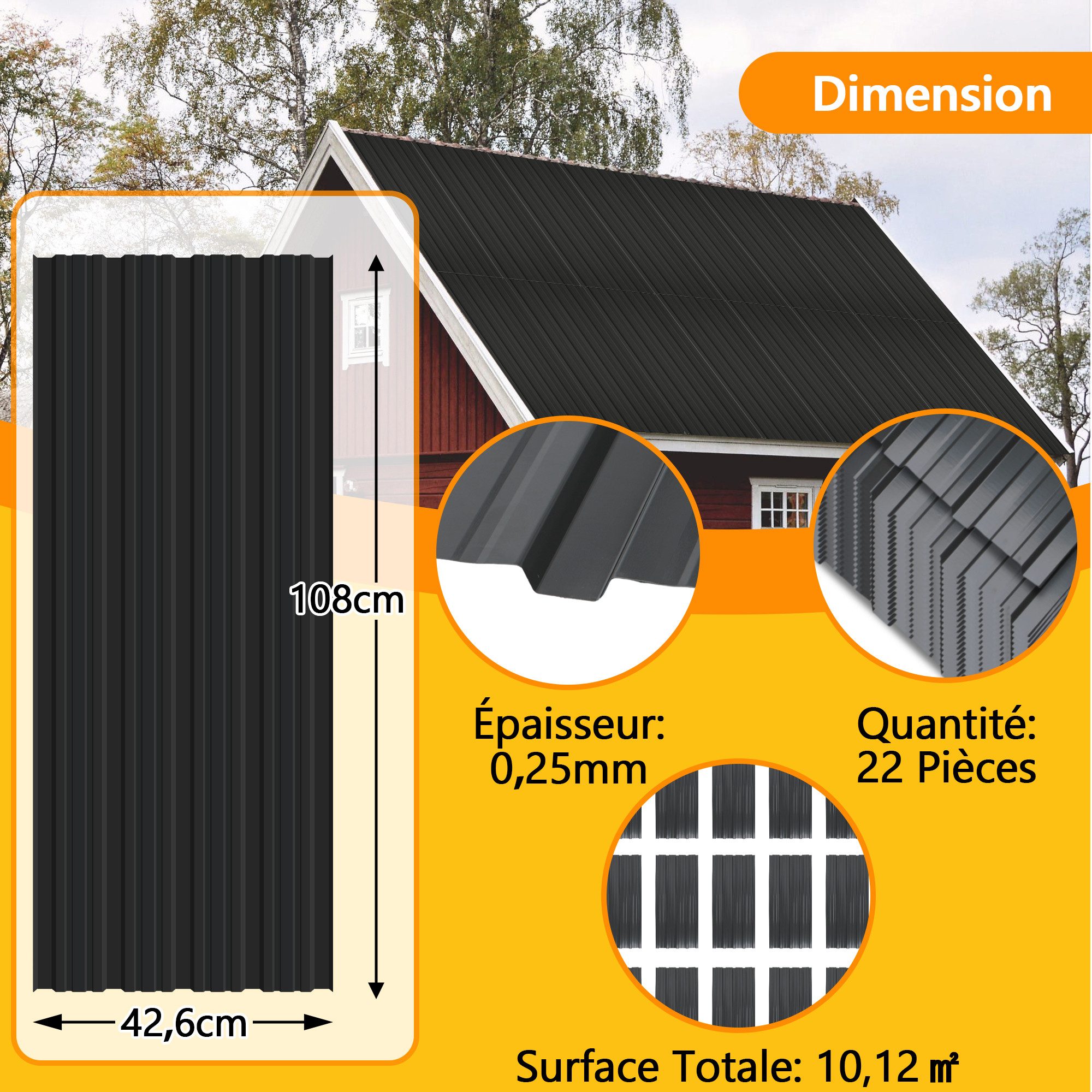 GIHAUVIA Trapezblech Blech Metall Dachblech Dach Platten Stahlblechdachplatten., (22-St) – Bild 3 von 5