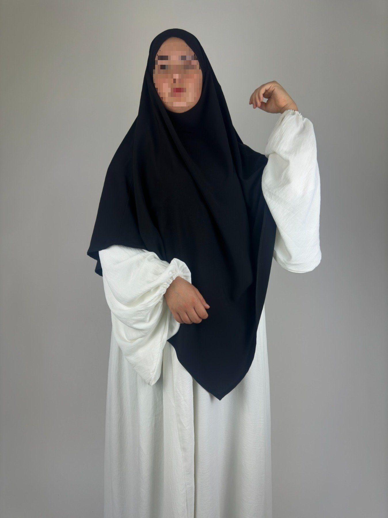 Aymasal Kopftuch Einlagiger Khimar islamische Seide Medina Seide Medine schwarz Hiba Mode