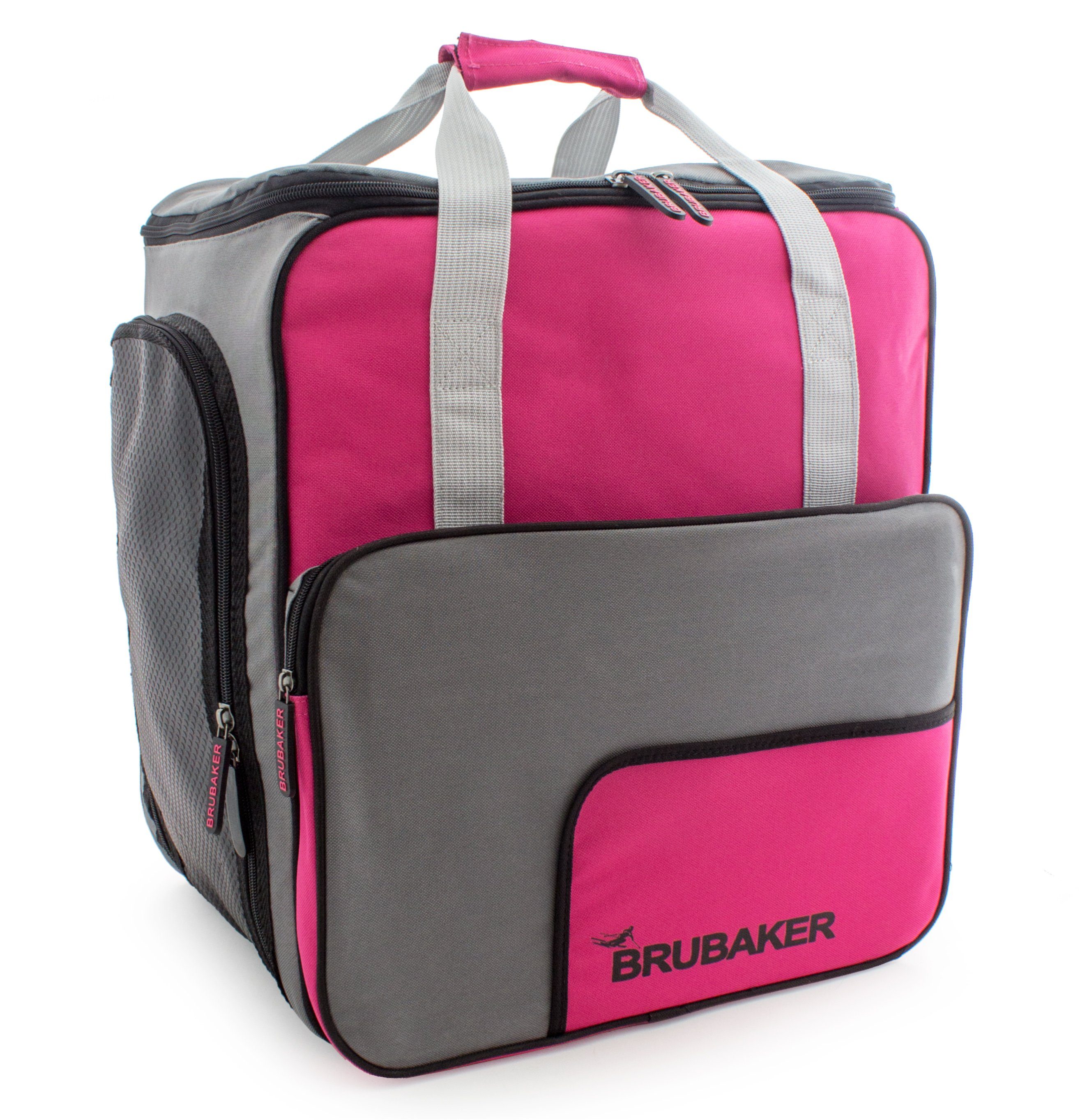 BRUBAKER Sporttasche Tasche Rucksackfunktion Skitasche (1-tlg., schnittfest), für Grau Pink Skistiefel Skischuhe, Ski Skischuhtasche, und reißfest mit für Komfort Helmtasche, und Rucksack Stiefeltasche