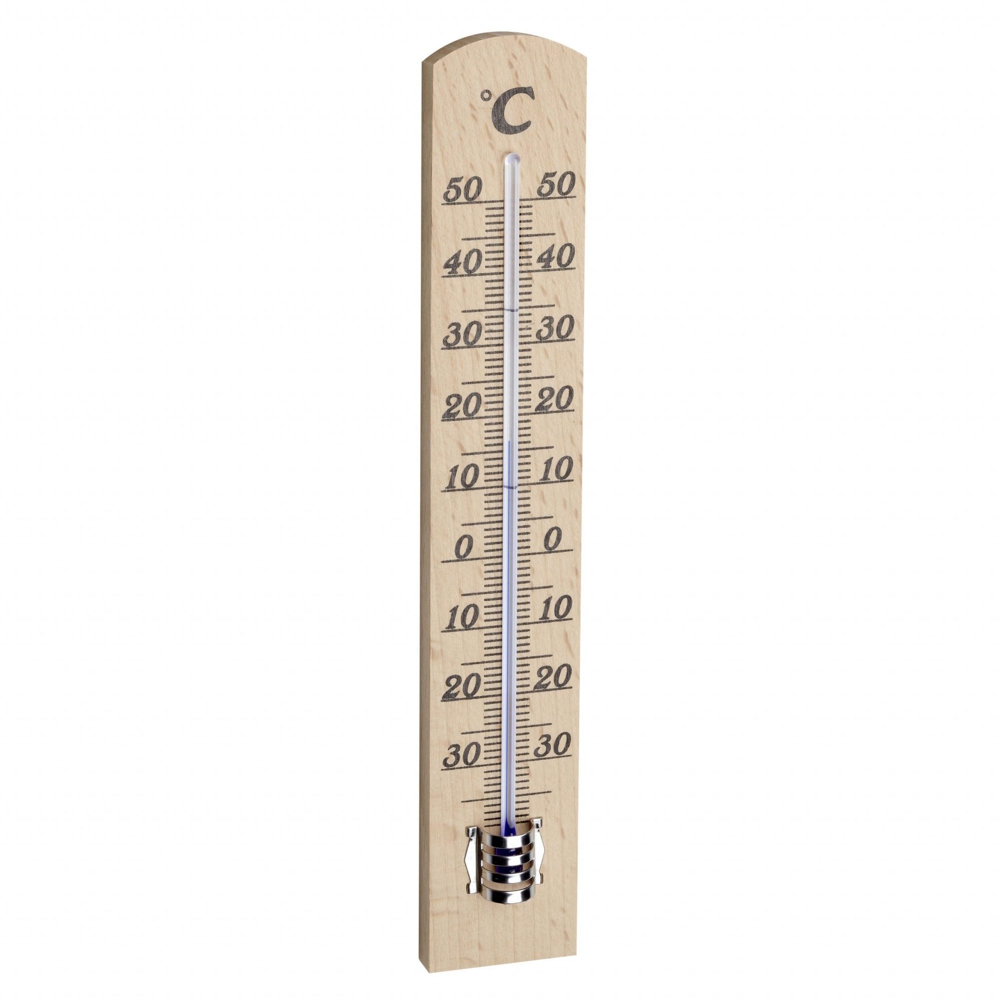 TFA Dostmann Raumthermometer Innen-Thermometer aus Buchenholz analog, Hergestellt in Deutschland