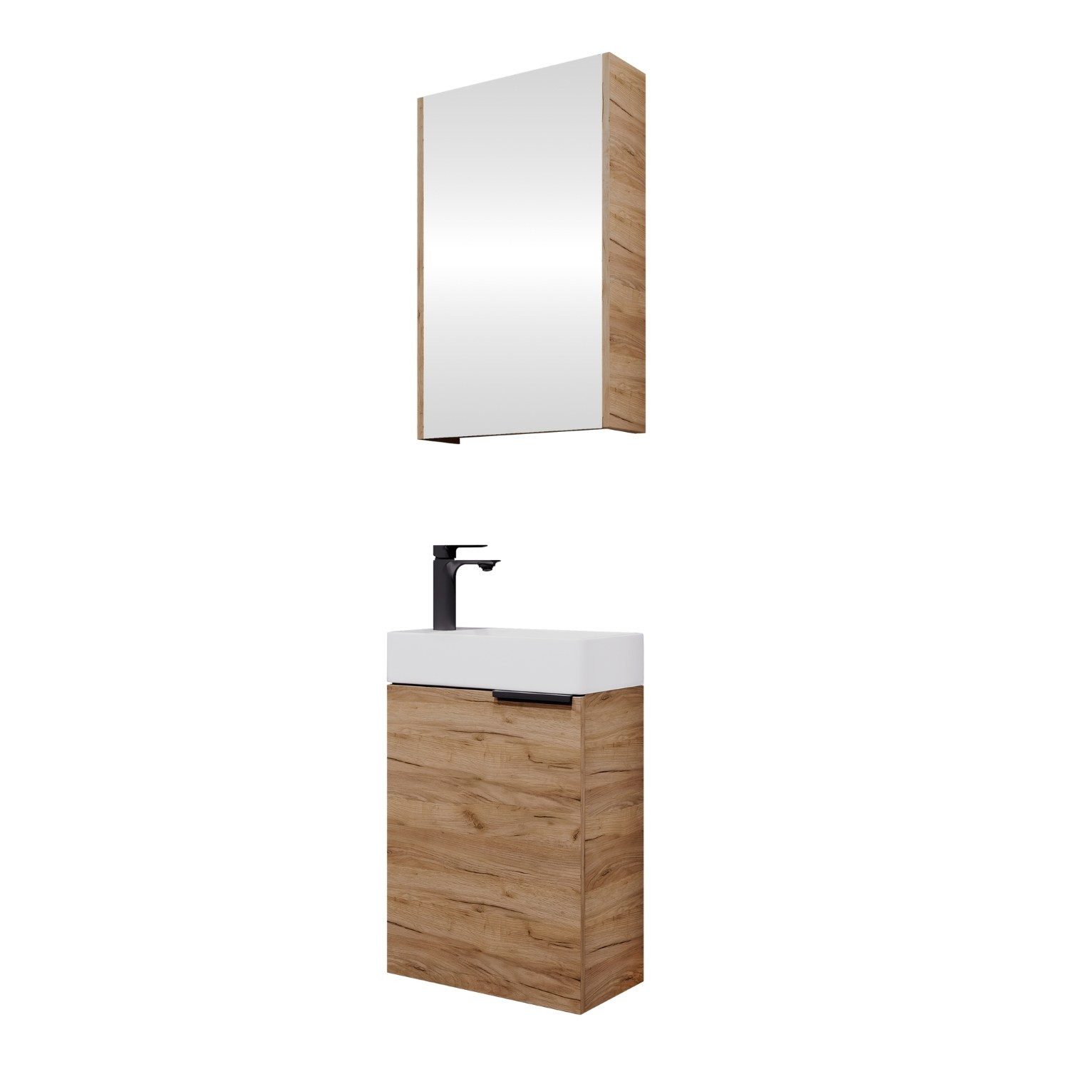 Planetmöbel Badmöbel-Set Badmöbel-Set 40cm mit Spiegelschrank günstig online kaufen