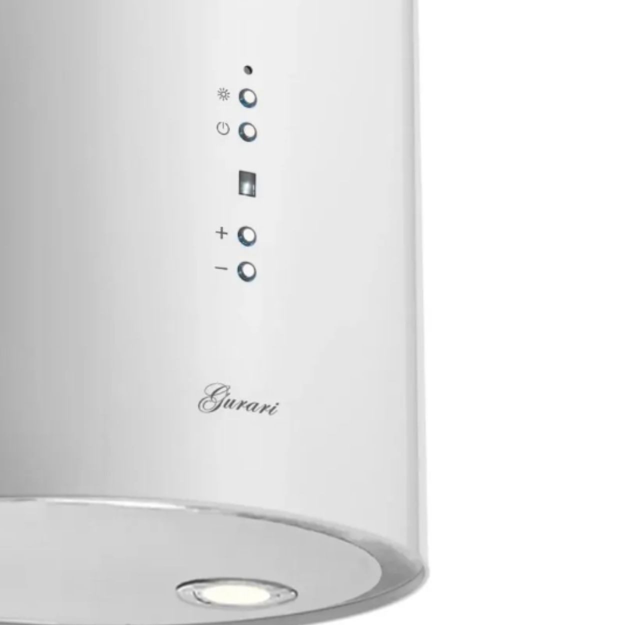 GURARI Inselhaube 36 cm GCH I 385 Runde Dunstabzugshaube Umluft/Abluft Serie WH PRIME N Dunstabzugshaube Umluft/Abluft, Energieeffizienzklasse A 36 cm GCH I 385 Runde Dunstabzugshaube Umluft/Abluft, Deckenmontage Haube 36 cm in Weiß 1000m³/h